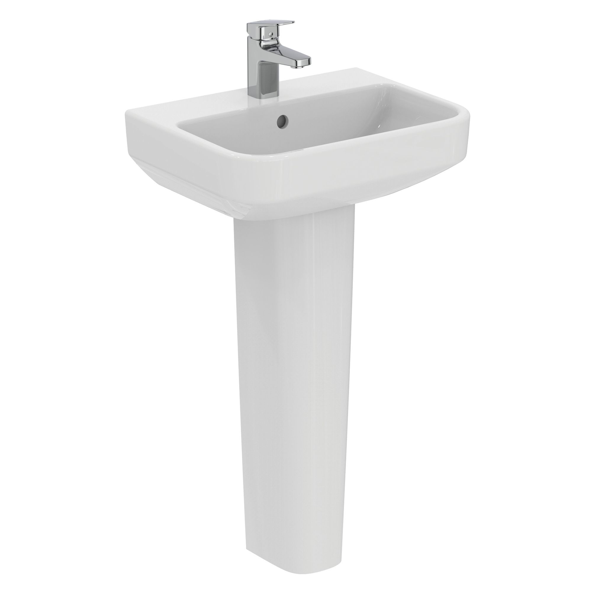 Ideal Standard i.life S Gloss White Rectangular Floor-mounted Full pedestal Basin (H)84.5cm (W)50cm