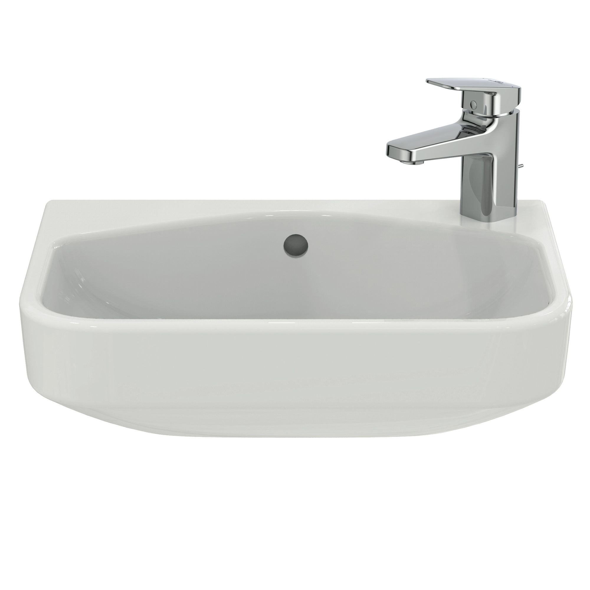 Ideal Standard i.life S Gloss White Rectangular Semi-recessed Basin (W)50cm - 4