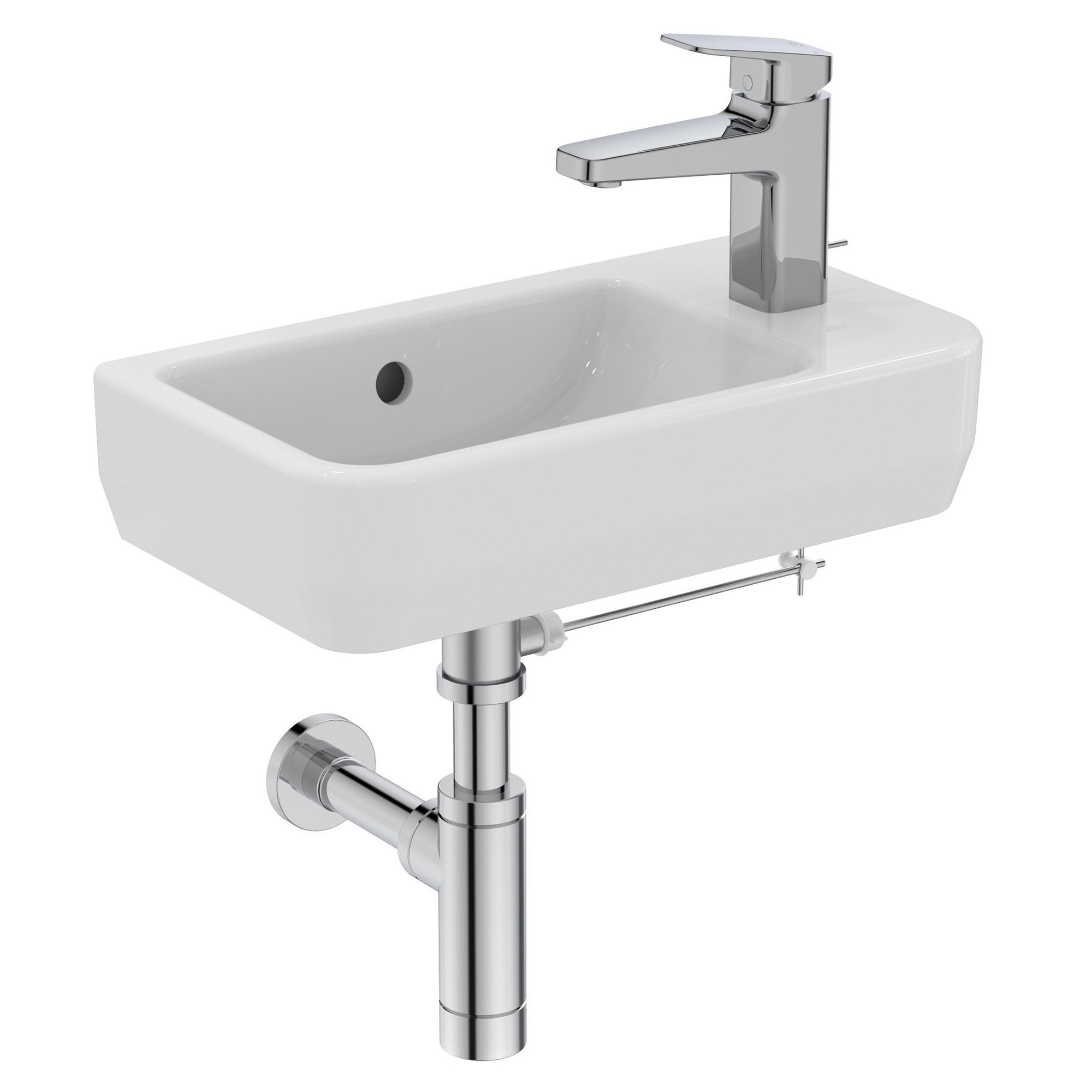 Ideal Standard i.life S Gloss White Rectangular Wall-mounted Basin (W)45cm - 4