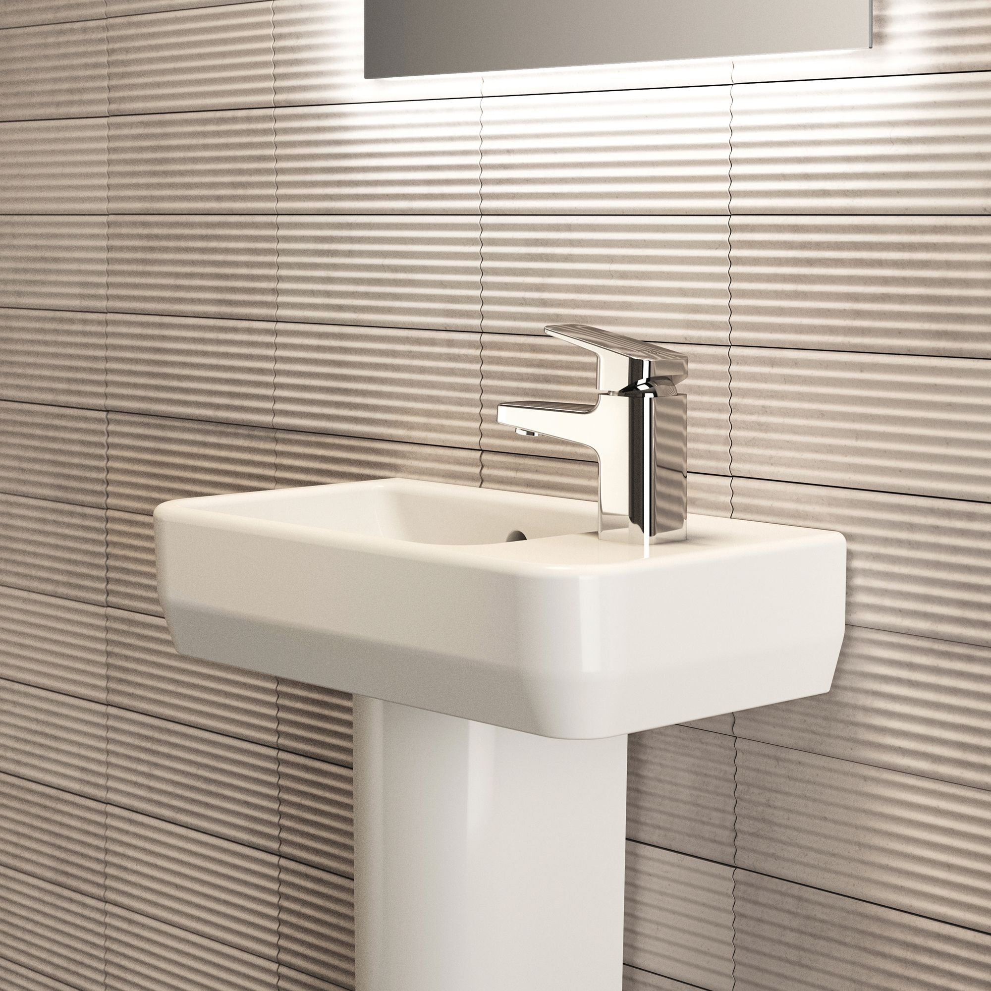 Ideal Standard i.life S Gloss White Rectangular Wall-mounted Basin (W)45cm - 7