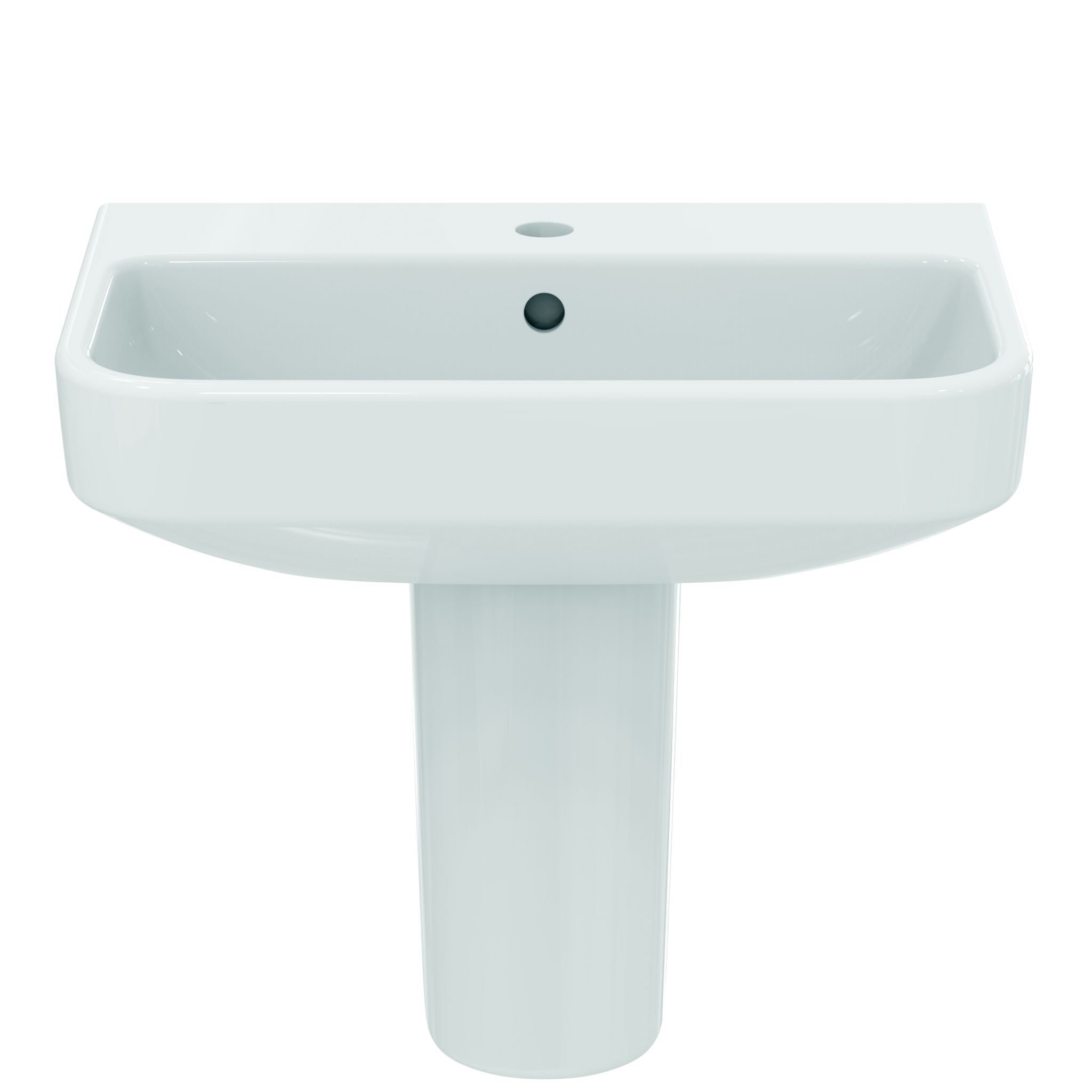 Ideal Standard i.life S Gloss White Rectangular Wall-mounted Semi-pedestal Basin (H)48.5cm (W)50cm