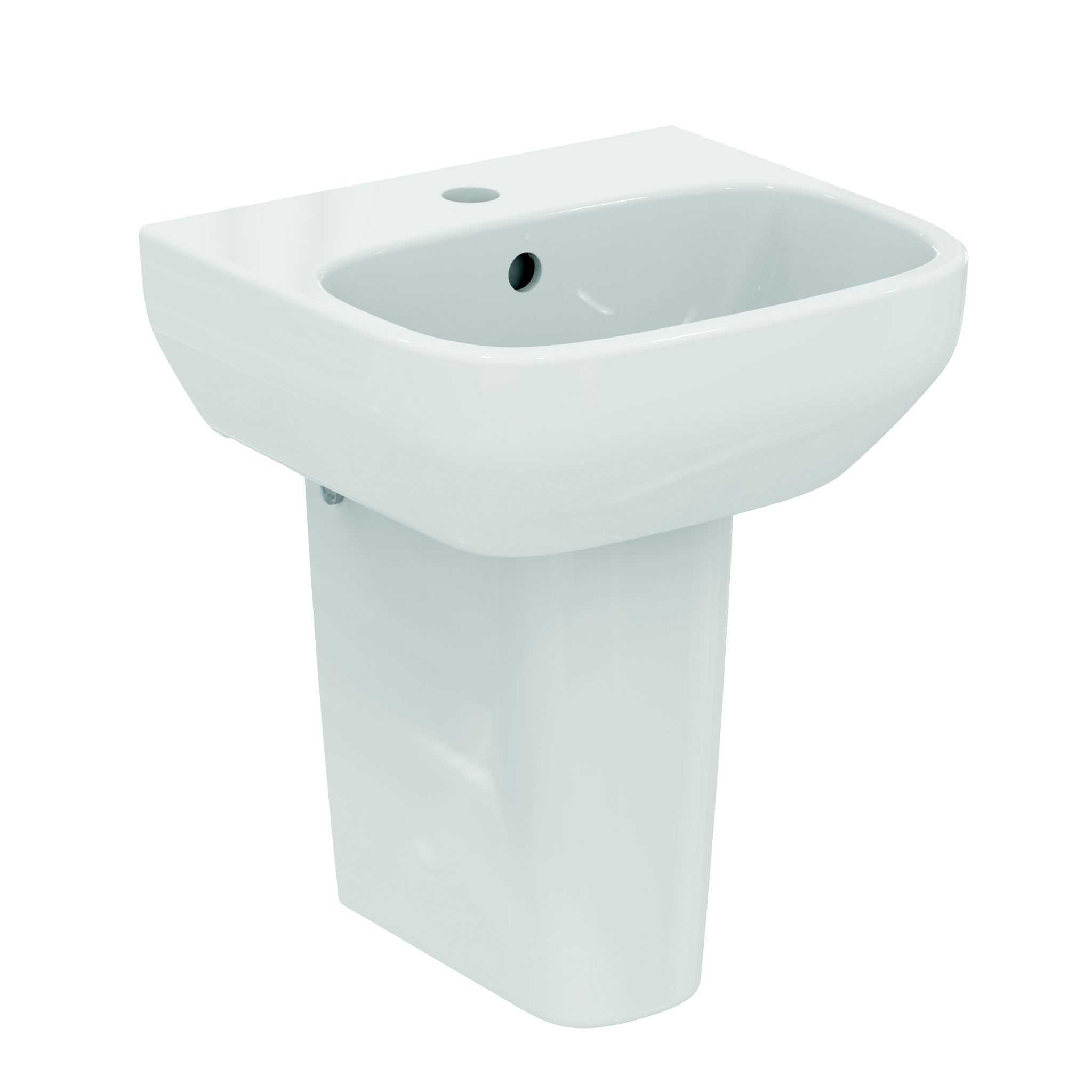 Ideal Standard i.life S Gloss White Rectangular Wall-mounted Semi-pedestal Basin (H)48.5cm (W)50cm