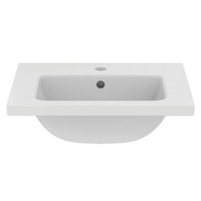 Ideal Standard i.life S Gloss White Rectangular Wall-mounted Vanity Basin (W)50cm