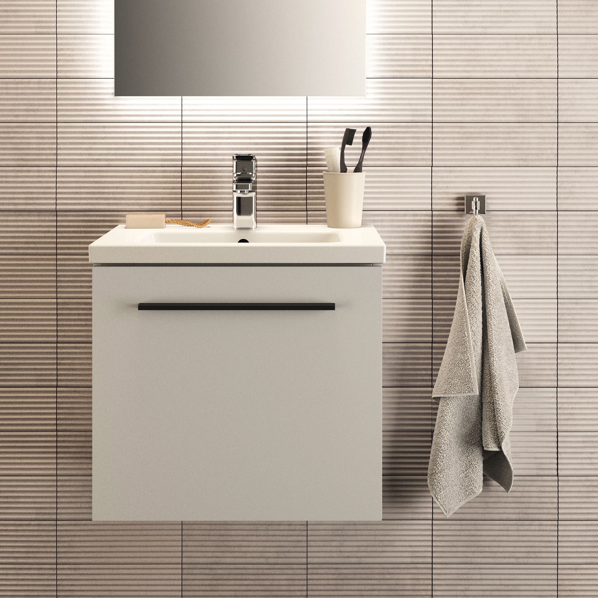 Ideal Standard i.life S Gloss White Rectangular Wall-mounted Vanity Basin (W)50cm - 4
