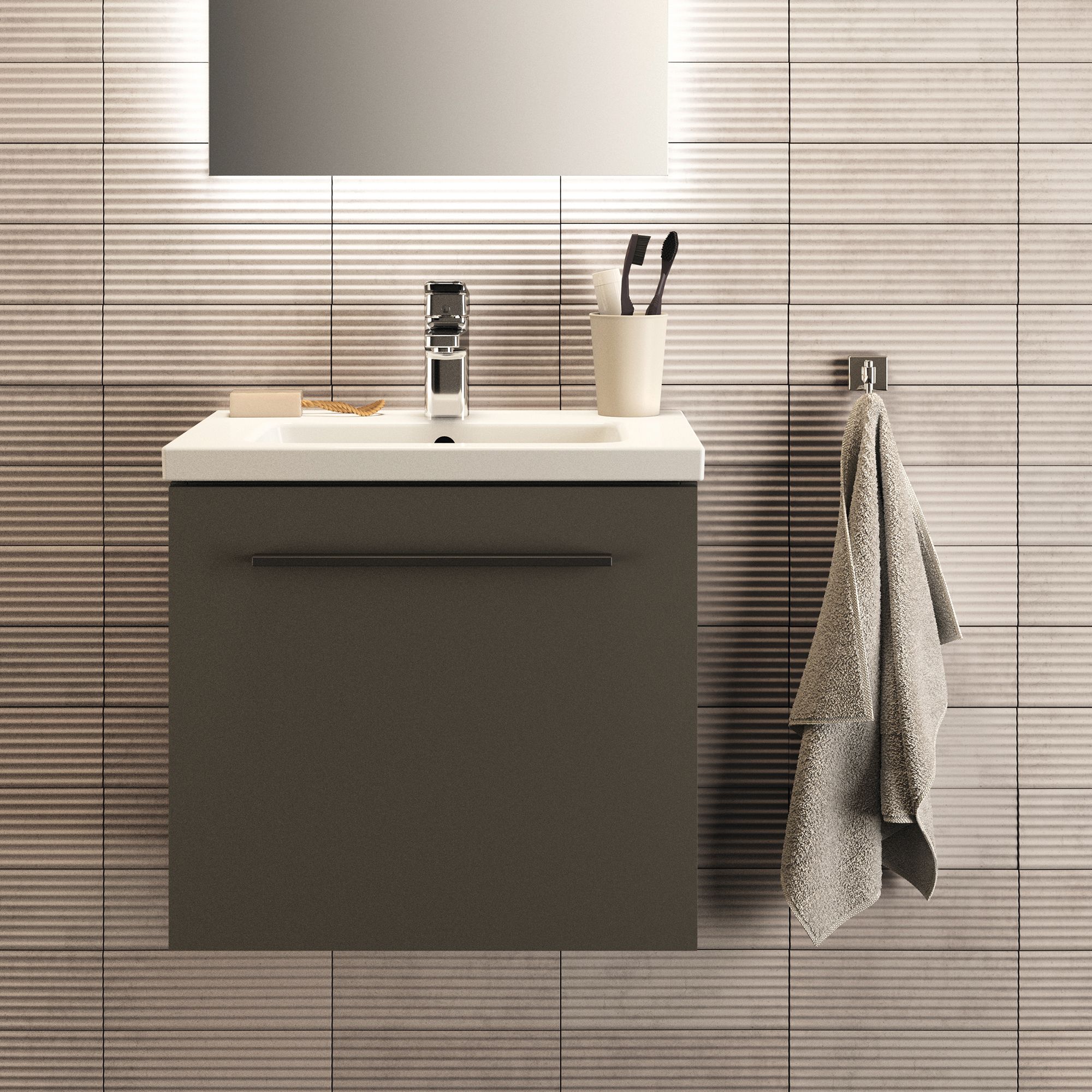 Ideal Standard i.life S Gloss White Rectangular Wall-mounted Vanity Basin (W)50cm - 5