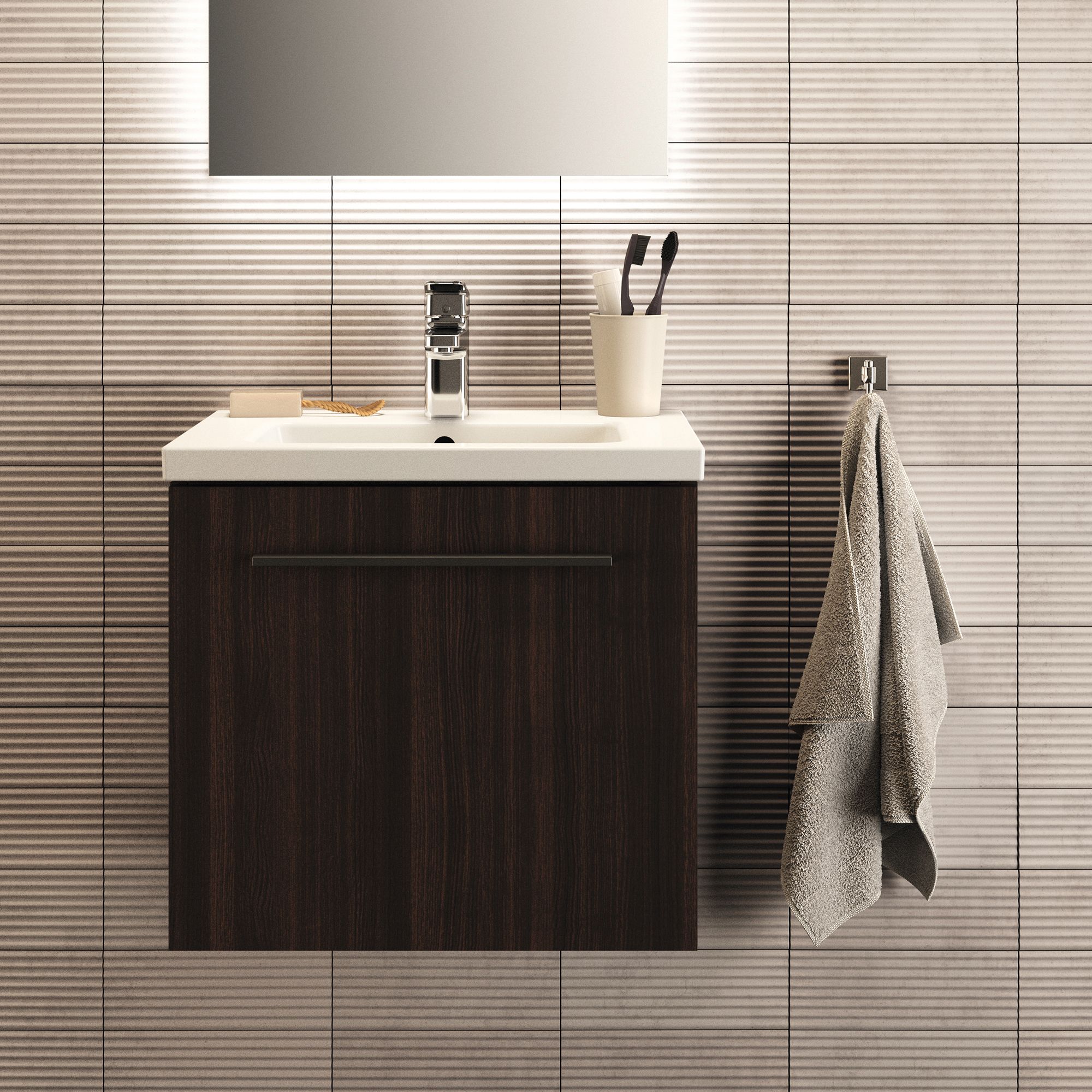 Ideal Standard i.life S Gloss White Rectangular Wall-mounted Vanity Basin (W)50cm - 6
