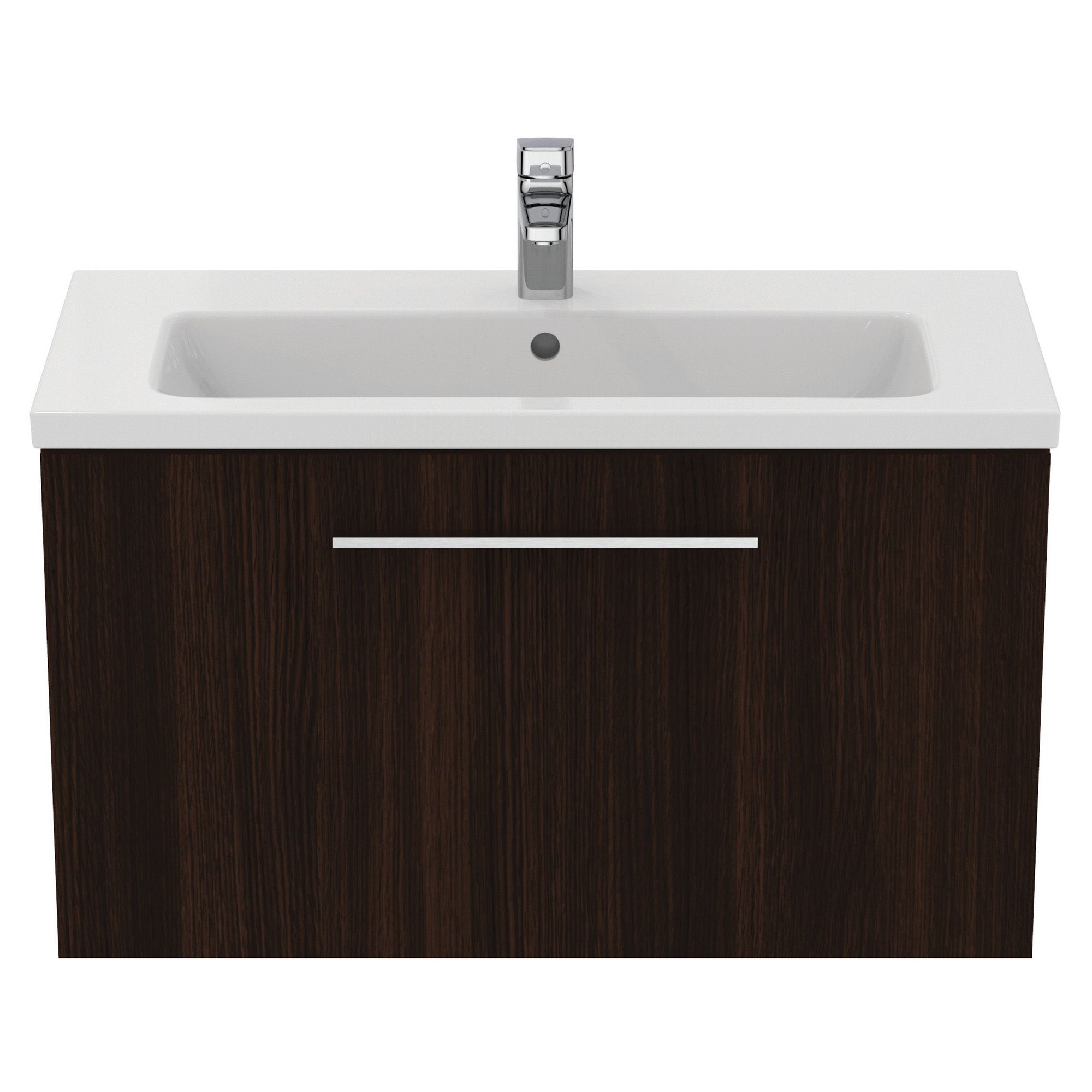 Ideal Standard i.Life S Matt Coffee brown Oak effect Wall-mounted Vanity unit & basin set - Includes Aluminium Handle (W)800mm (H)440mm