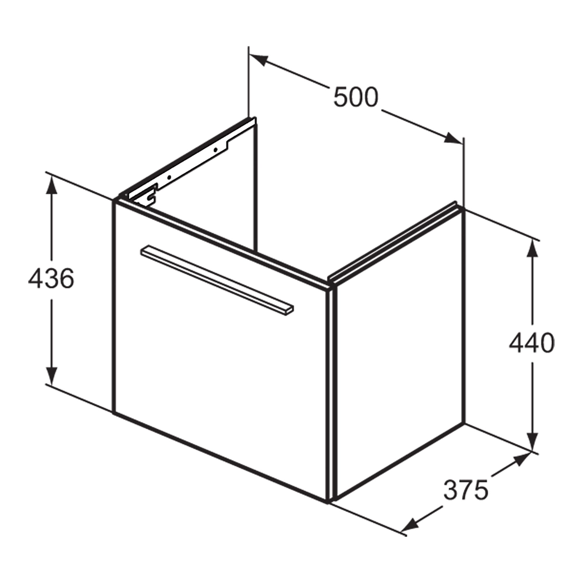 Ideal Standard i.Life S Matt Quartz grey Wall-mounted Vanity unit & basin set - Includes Aluminium Handle (W)500mm (H)440mm