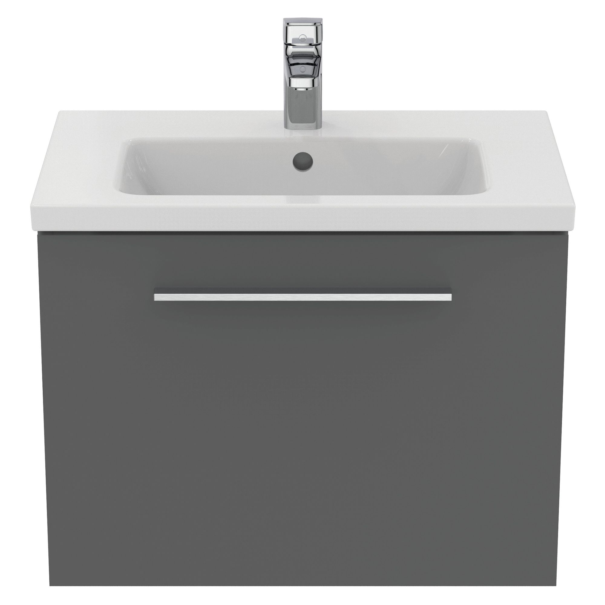 Ideal Standard i.Life S Matt Quartz grey Wall-mounted Vanity unit & basin set - Includes Aluminium Handle (W)600mm (H)440mm