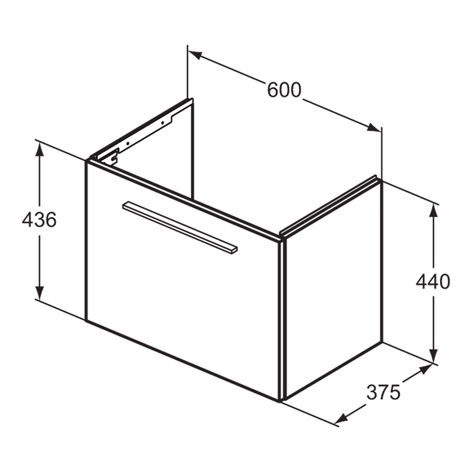 Ideal Standard i.Life S Matt Quartz grey Wall-mounted Vanity unit & basin set - Includes Aluminium Handle (W)600mm (H)440mm