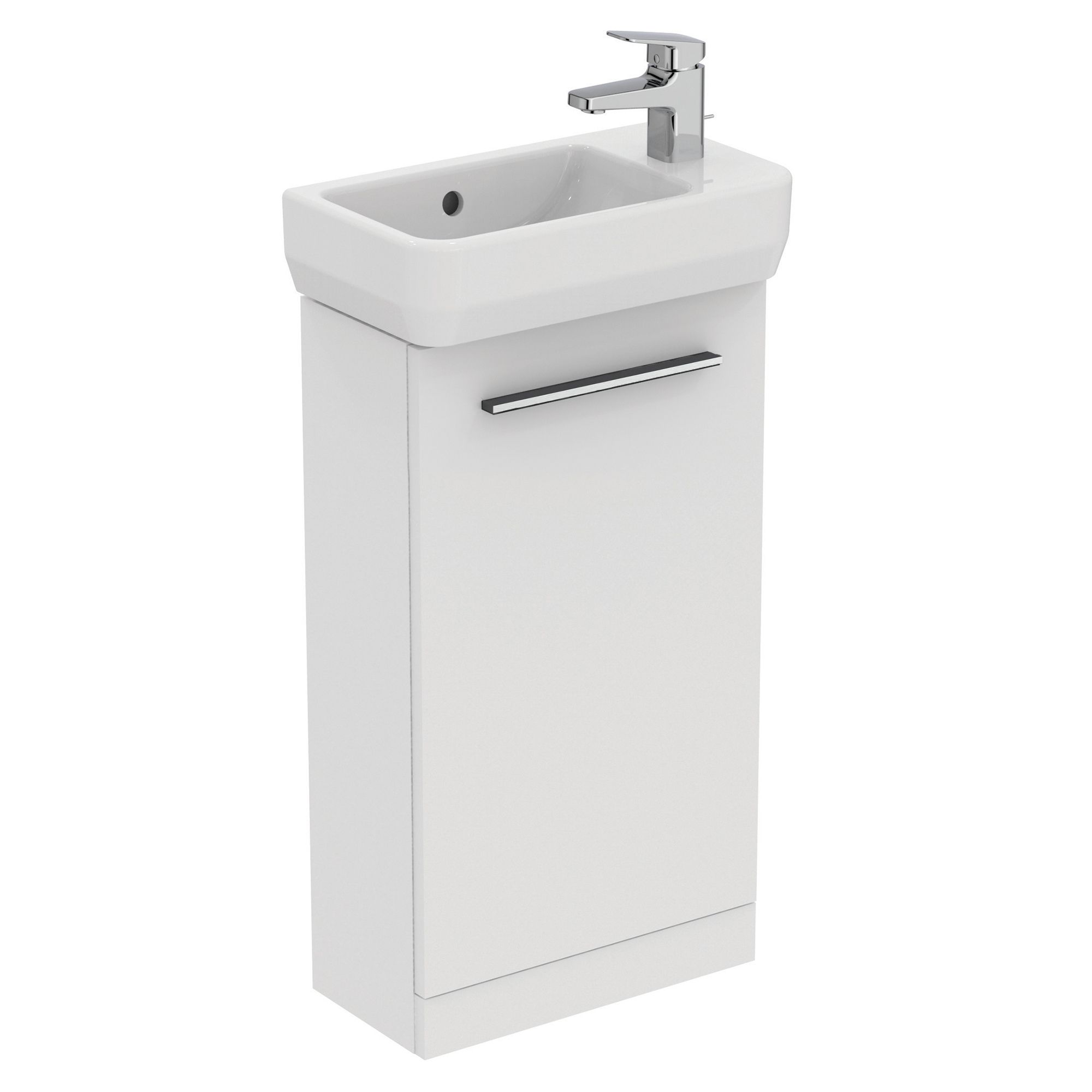 Ideal Standard i.Life S Matt White Freestanding Cloakroom vanity unit & basin set - Includes Aluminium Handle (W)450mm (H)740mm