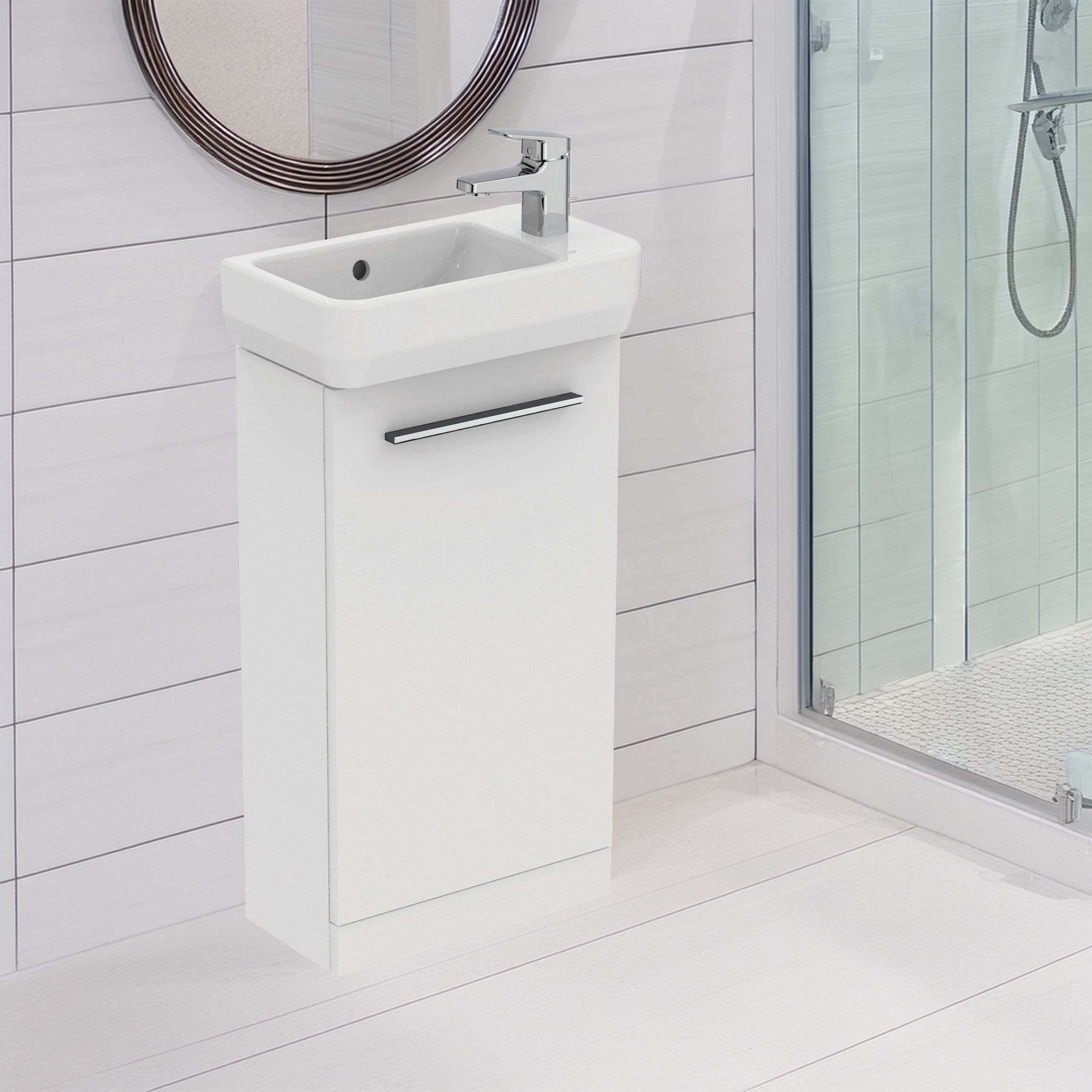 Ideal Standard i.Life S Matt White Freestanding Cloakroom vanity unit & basin set - Includes Aluminium Handle (W)450mm (H)740mm