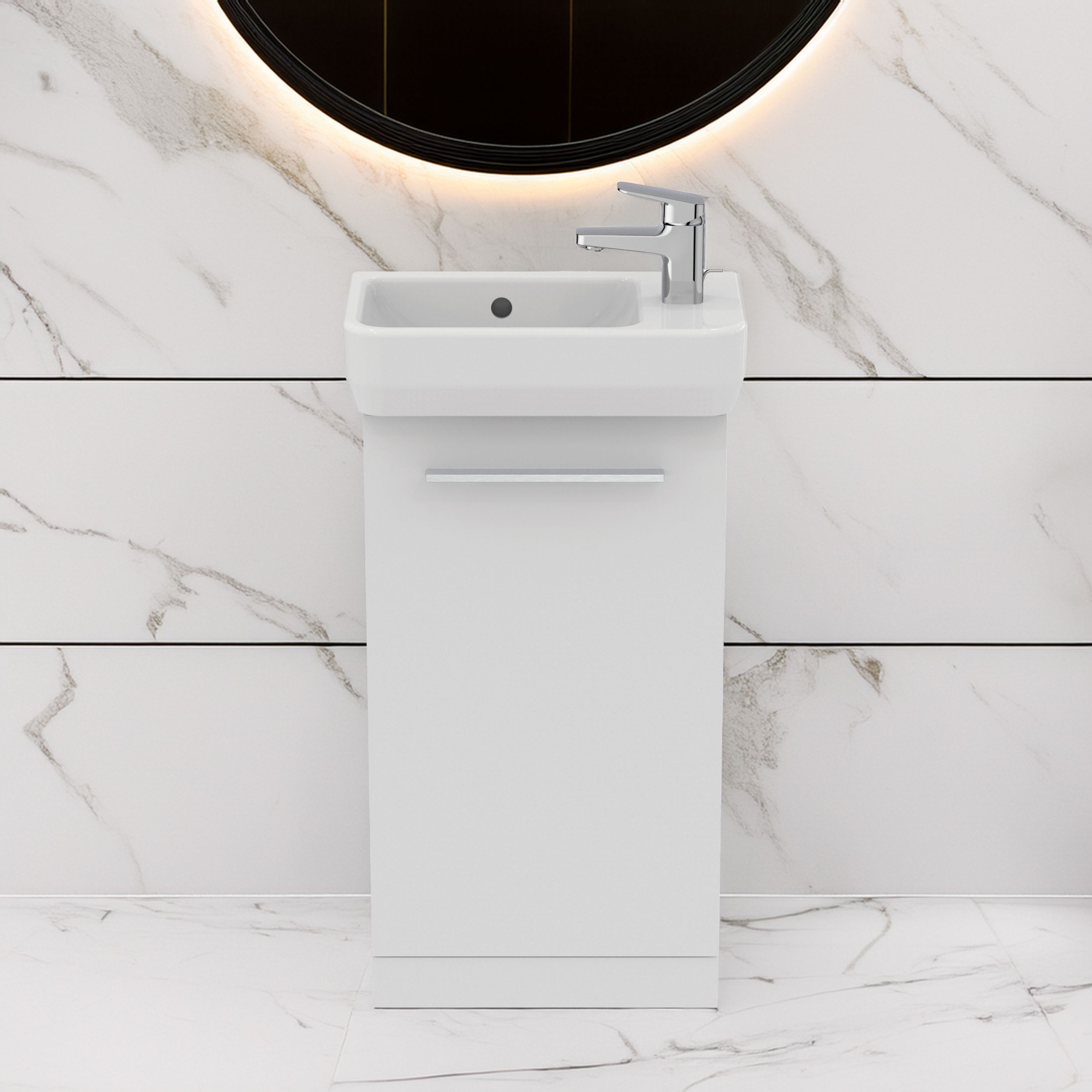 Ideal Standard i.Life S Matt White Freestanding Cloakroom vanity unit & basin set - Includes Aluminium Handle (W)450mm (H)740mm