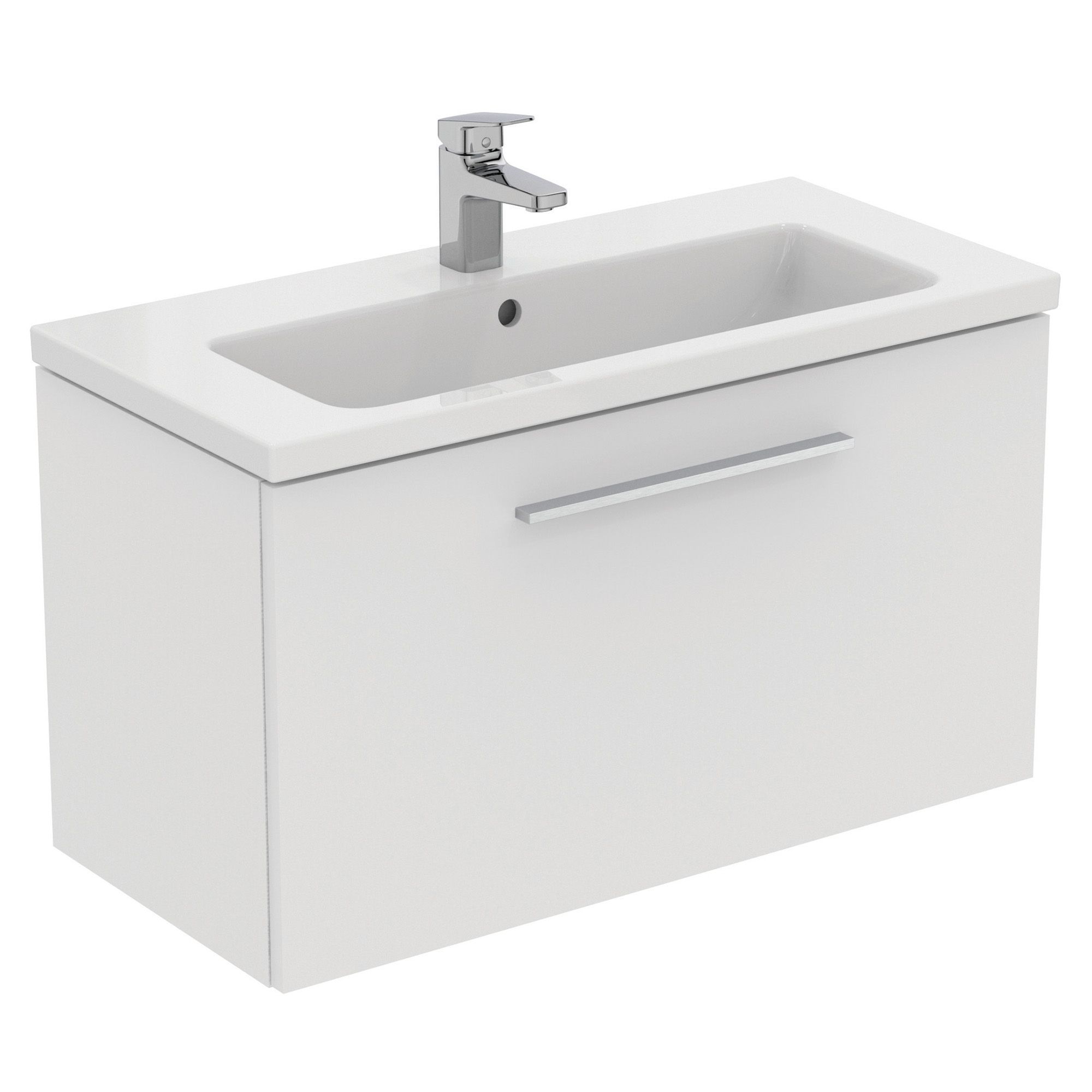 Ideal Standard i.Life S Matt White Wall-mounted Vanity unit & basin set - Includes Aluminium Handle (W)800mm (H)440mm