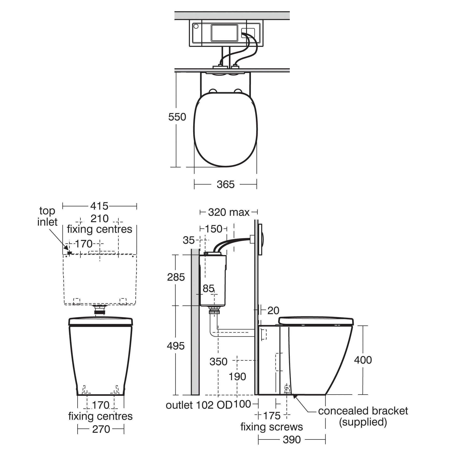 Ideal Standard Imagine aquablade Back to wall Toilet with Soft close seat