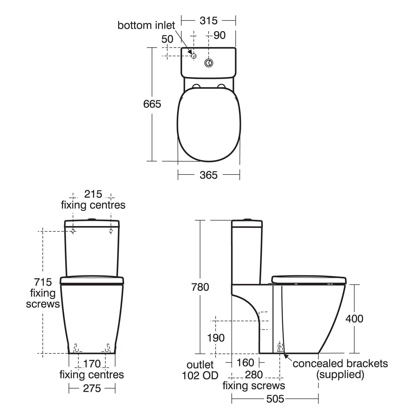 Ideal Standard Imagine aquablade White Close-coupled Toilet with Soft close seat