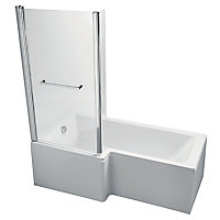 Ideal Standard Imagine White L-shaped Left-handed Shower Bath, panel & screen set