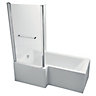 Ideal Standard Imagine White L-shaped Left-handed Shower Bath, panel & screen set