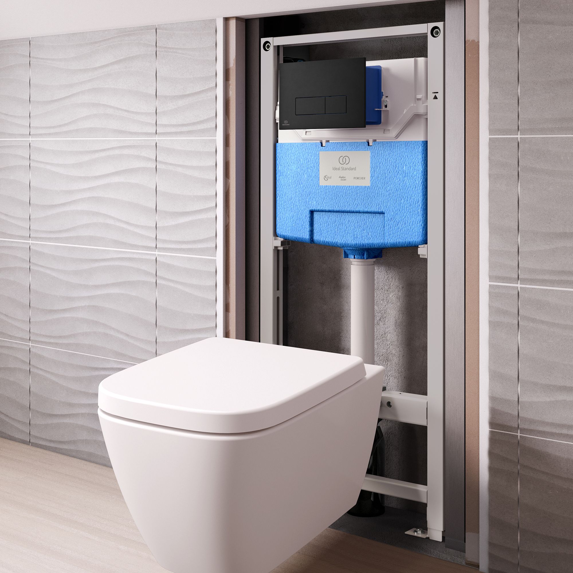 Ideal Standard ProSys pneumatic Chrome Concealed Wall & floor mounted Water-saving Toilet Frame & concealed cistern (H)115cm - 4