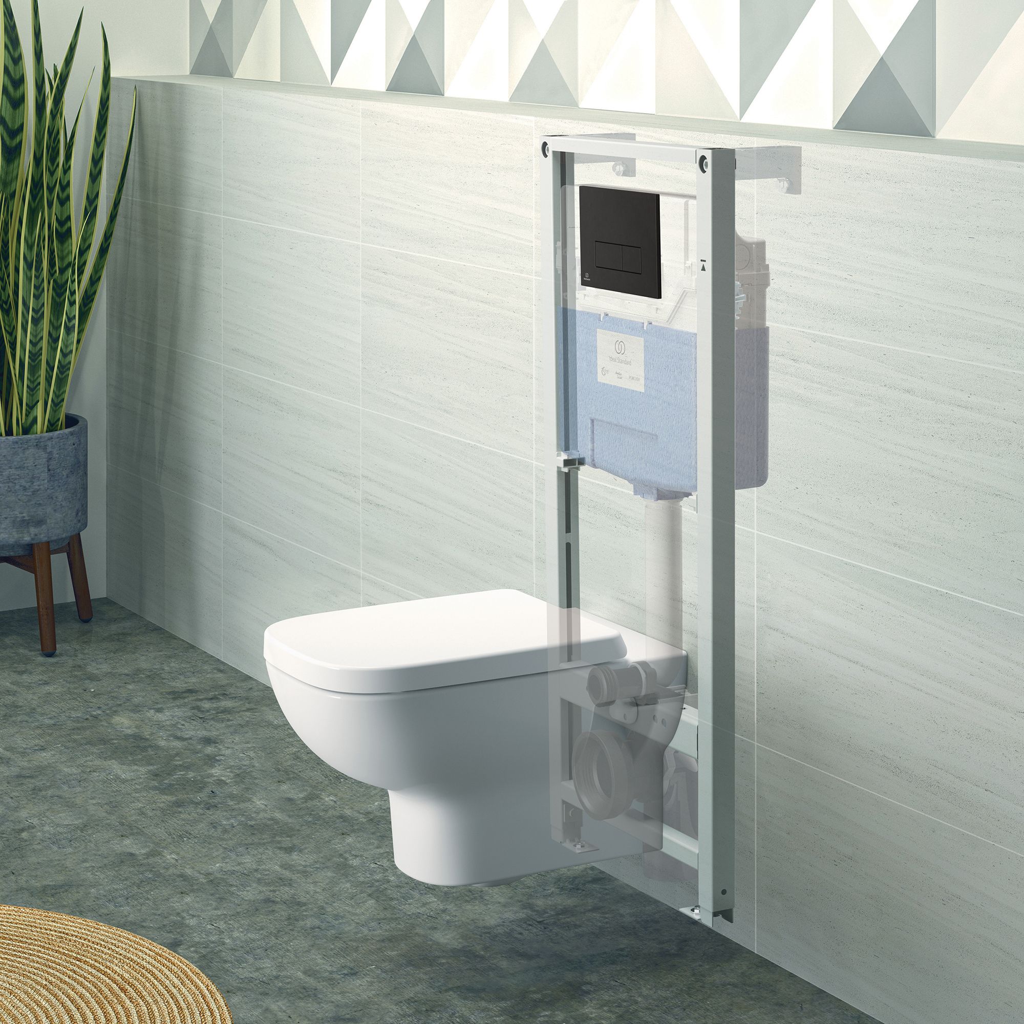Ideal Standard ProSys pneumatic Chrome Concealed Wall & floor mounted Water-saving Toilet Frame & concealed cistern (H)115cm - 5