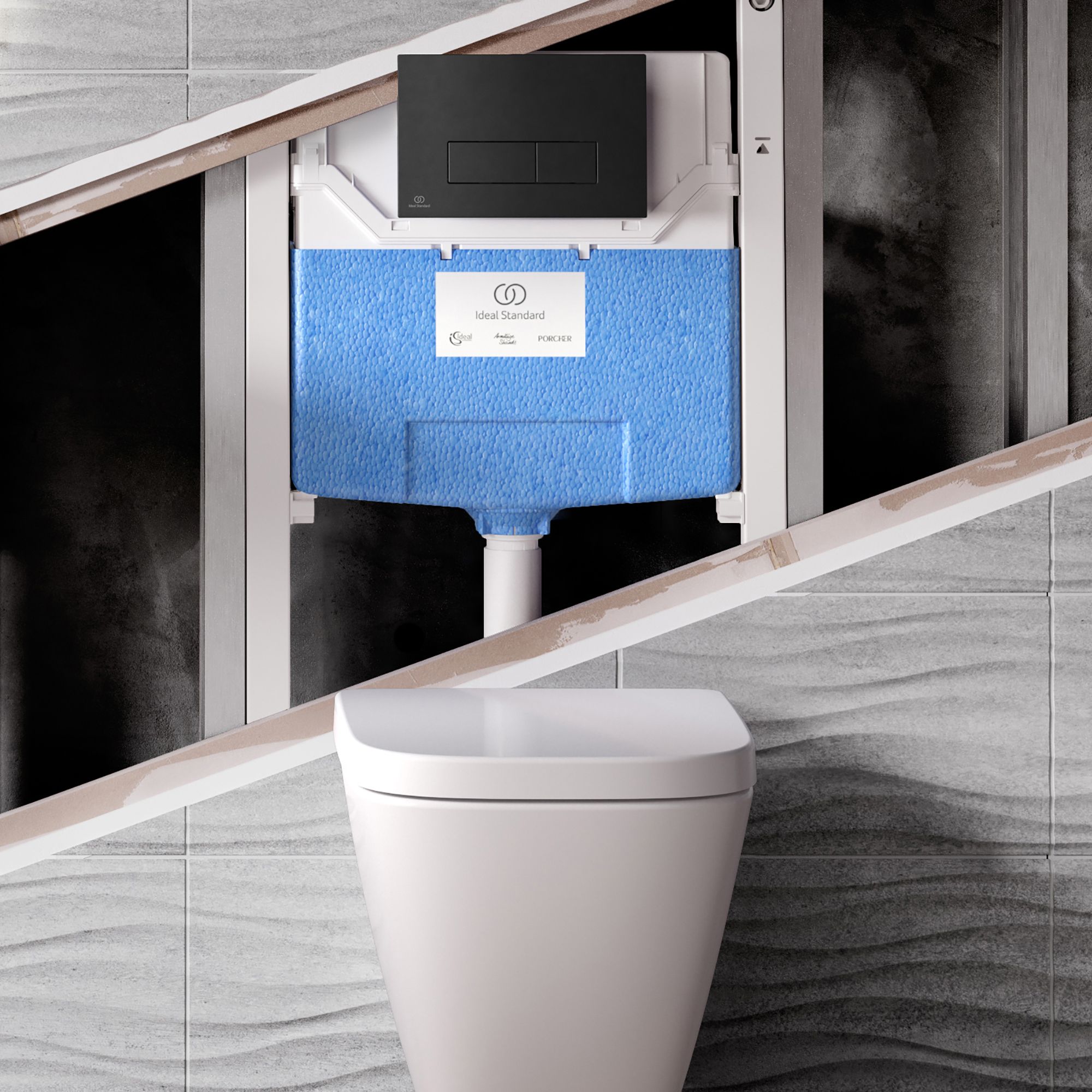 Ideal Standard ProSys pneumatic Chrome Concealed Wall & floor mounted Water-saving Toilet Frame & concealed cistern (H)115cm - 6