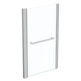 Ideal Standard Straight 1 panel Clear glass Bright Silver effect frame Bath screen, (W) 738mm (H) 1403mm