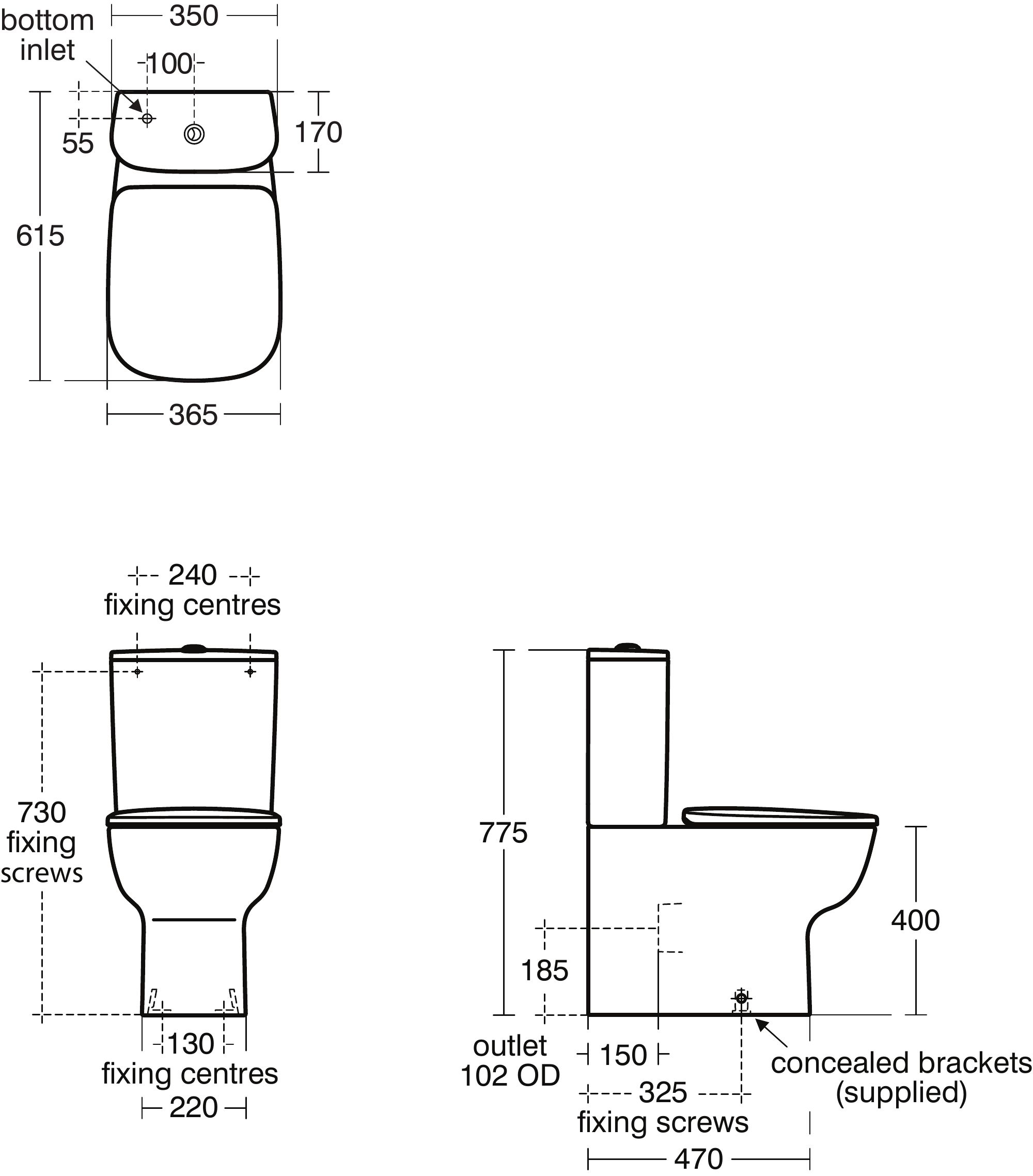 T3186 Studio Echo Toilet seat and cover for short projection pan