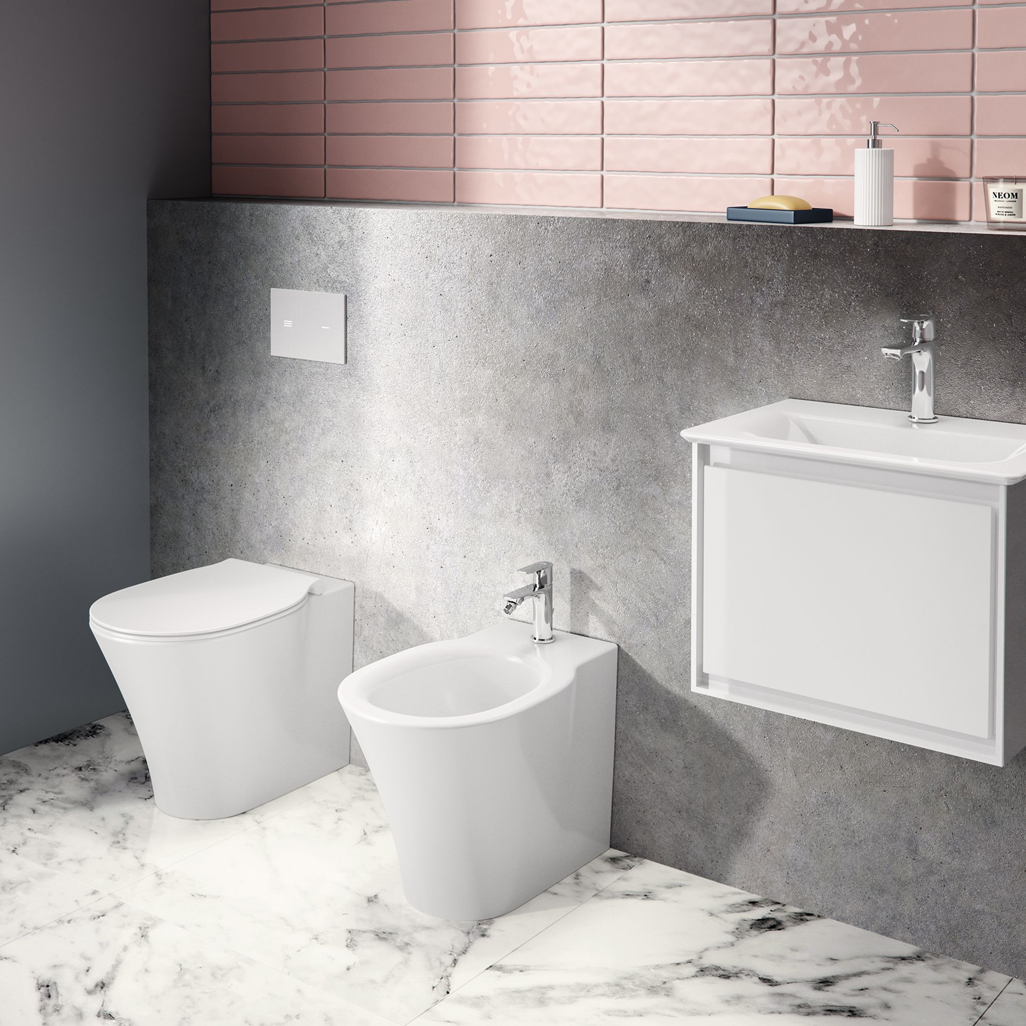 Ideal Standard Symfo NT1 electronic White Dual Flushing plate with No-touch activation (H)220mm (W)150mm