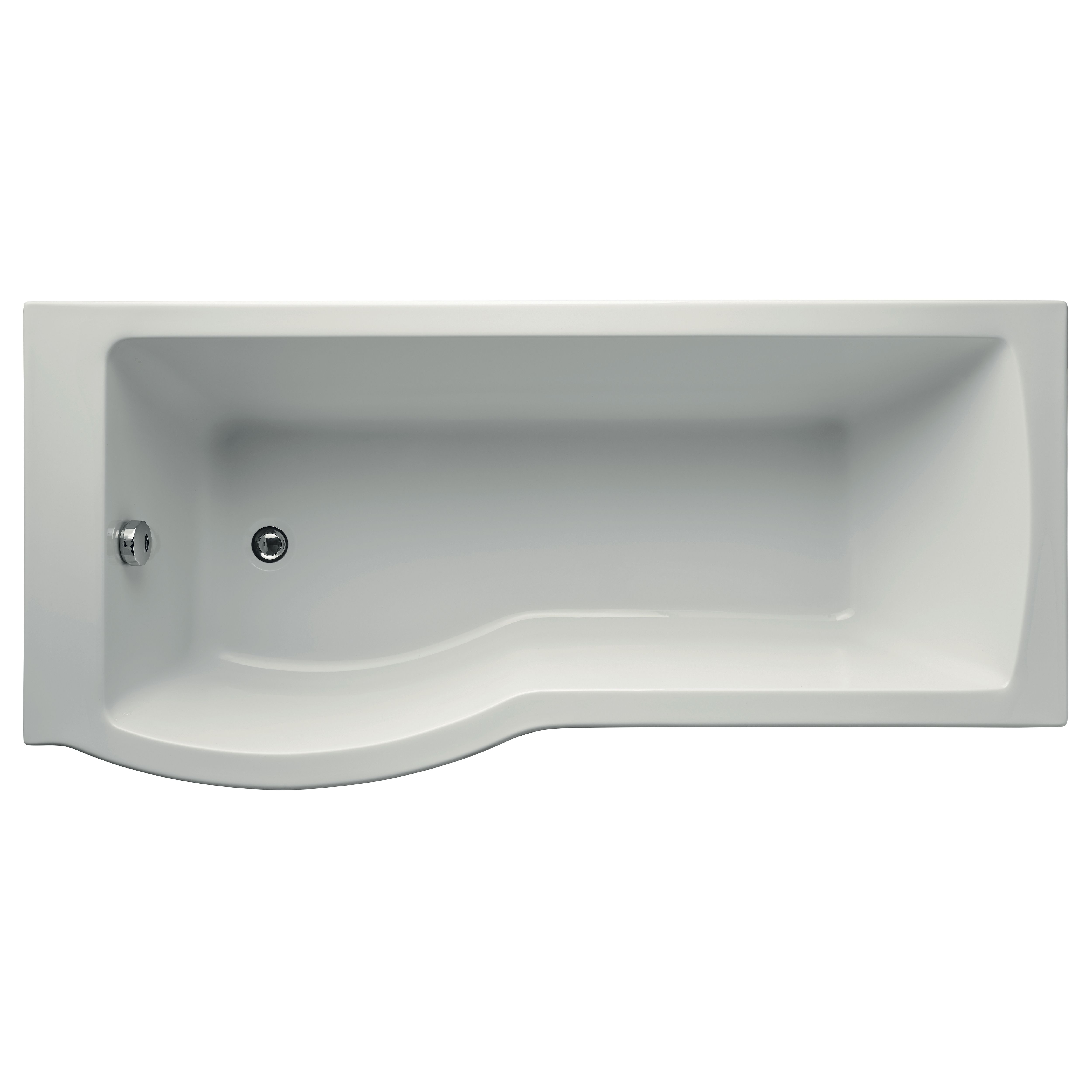 Ideal Standard Tempo Arc White P-shaped Left-handed Shower Bath, panel & screen set (L)1695mm
