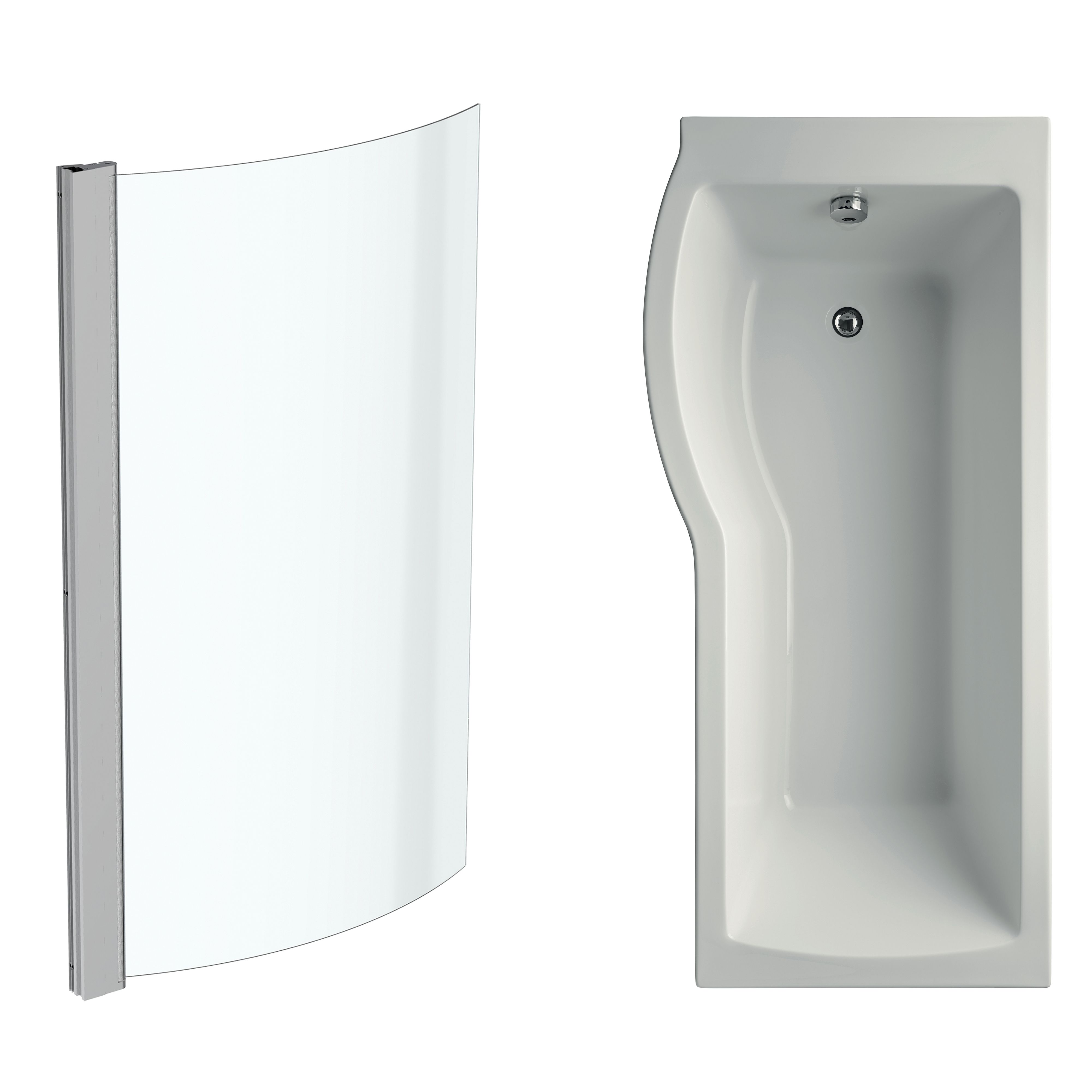 Ideal Standard Tempo Arc White P-shaped Left-handed Shower Bath, panel & screen set