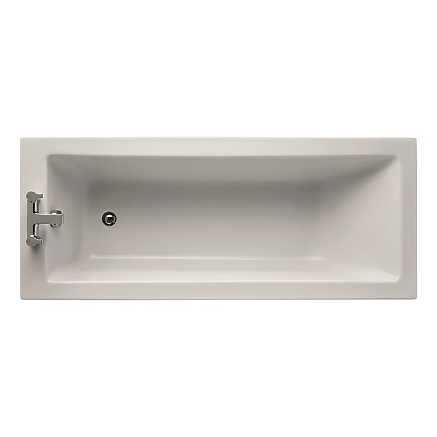 Cube 1600mm x 700mm Bathroom Bath White Acrylic Single Ended Straight Bath 