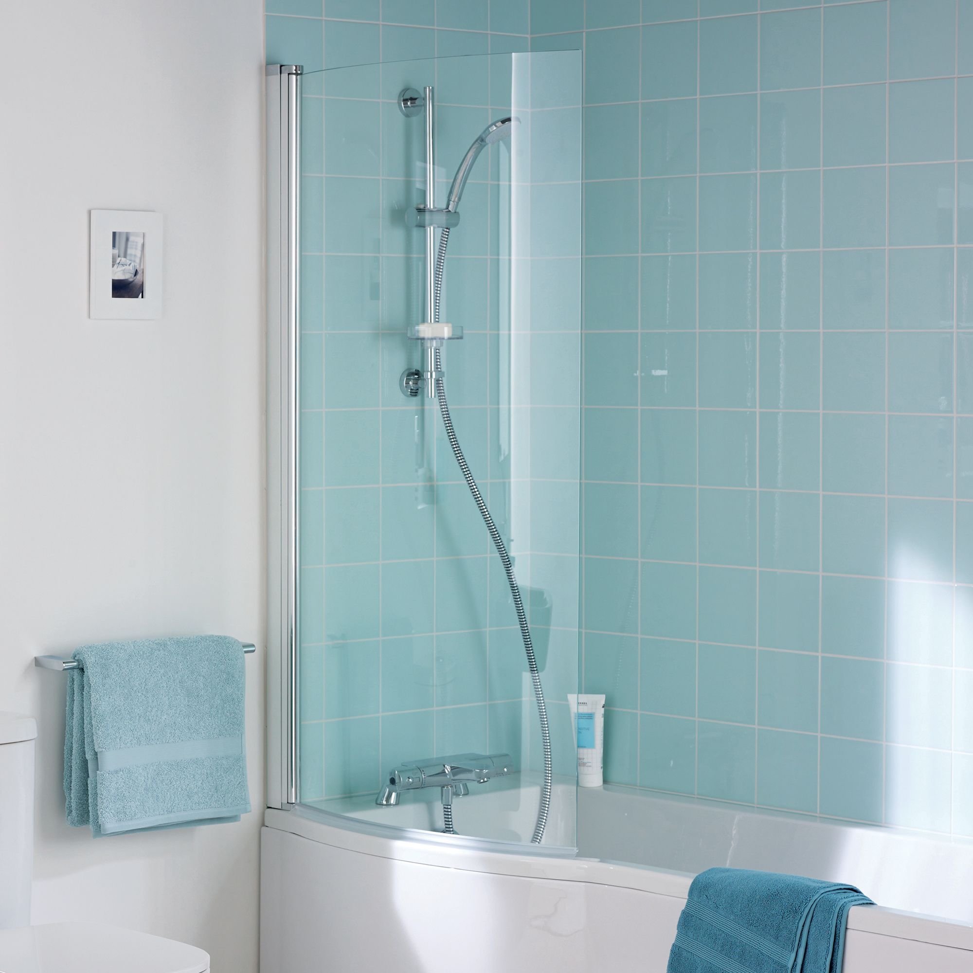 Ideal Standard Tempo Curved Bright Silver effect frame Bath screen (W) 820mm (H) 1400mm