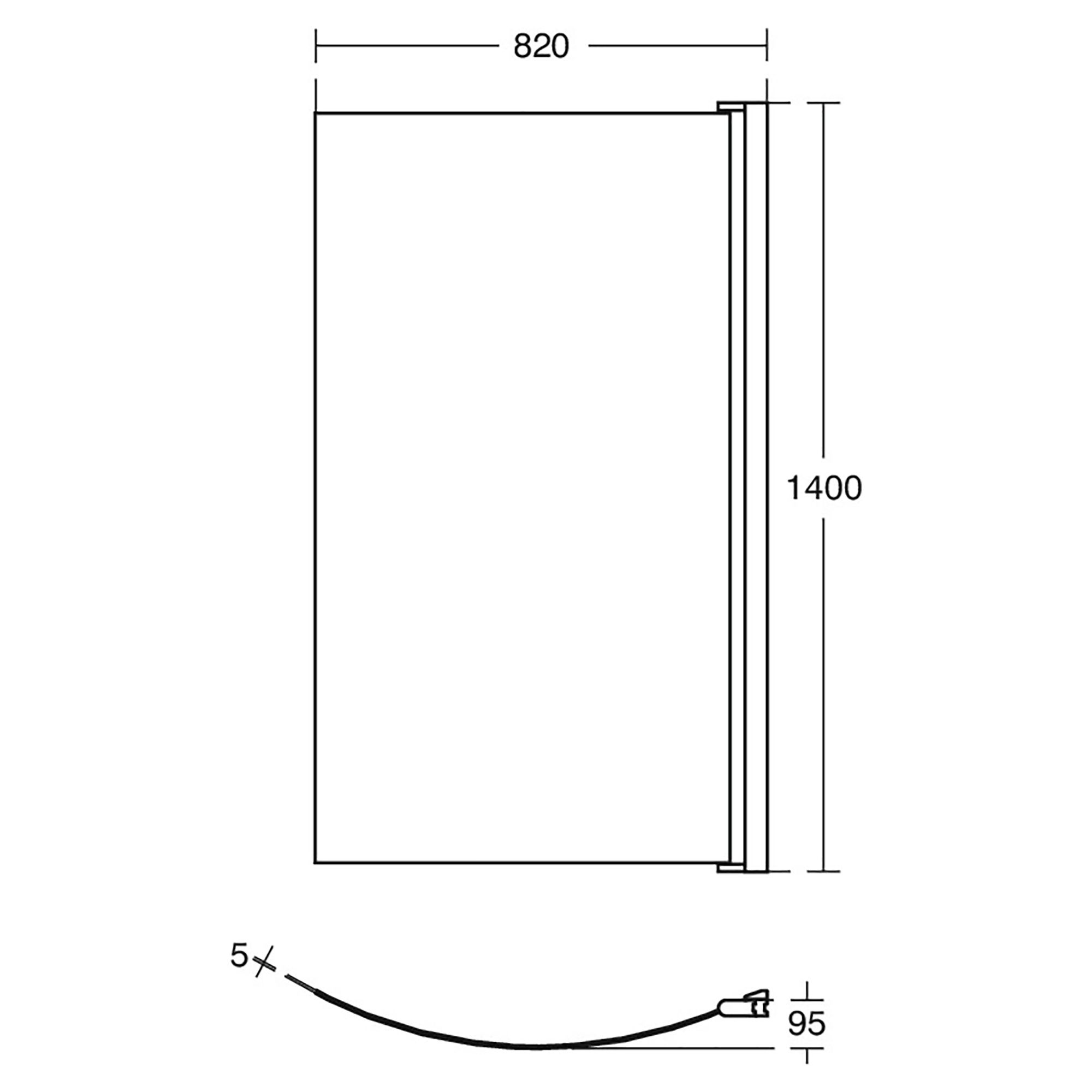Ideal Standard Tempo Curved Bright Silver effect frame Bath screen (W) 820mm (H) 1400mm