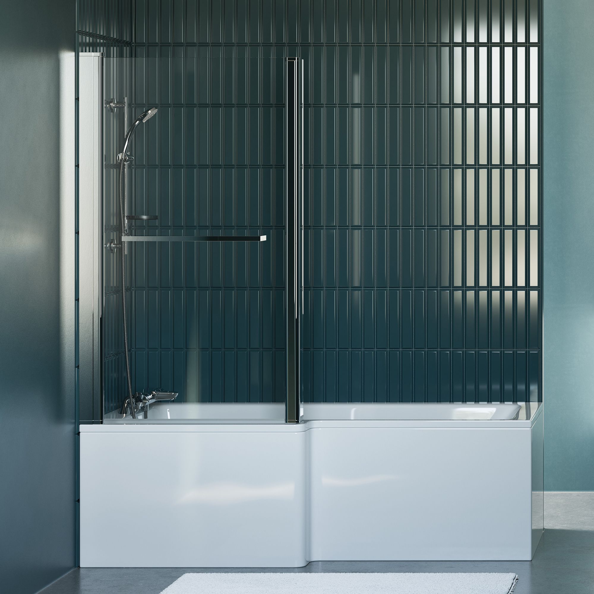 Ideal Standard Tempo Straight Bright Silver effect frame Bath screen (W) 830mm (H) 1405mm