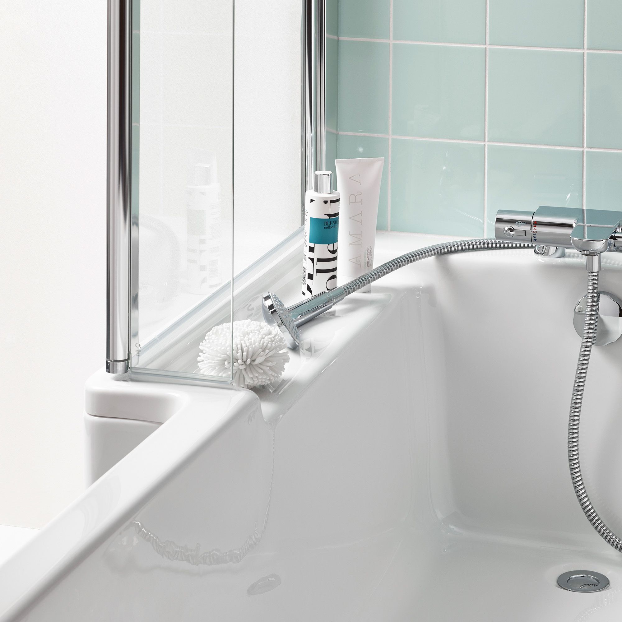 Ideal Standard Tempo Straight Bright Silver effect frame Bath screen (W) 830mm (H) 1405mm
