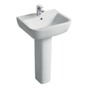 Ideal Standard Tempo White Rectangular Floor-mounted Full pedestal Basin (H)85cm (W)55cm