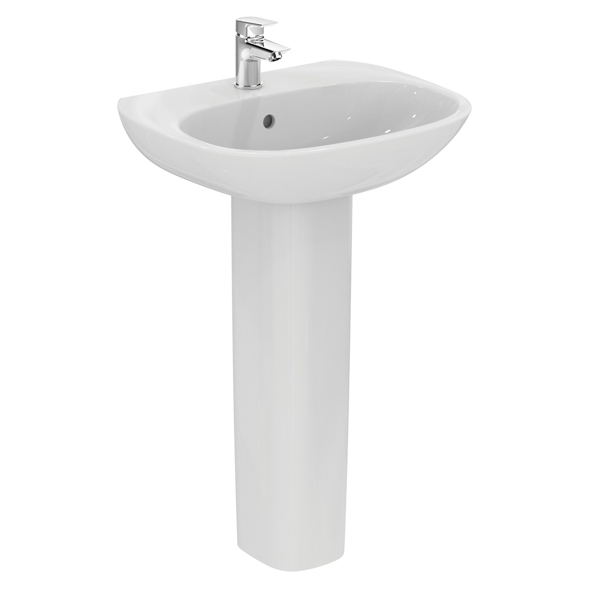 Ideal Standard Tesi Gloss White Oval Floor-mounted Full pedestal Basin (H)83cm (W)55cm