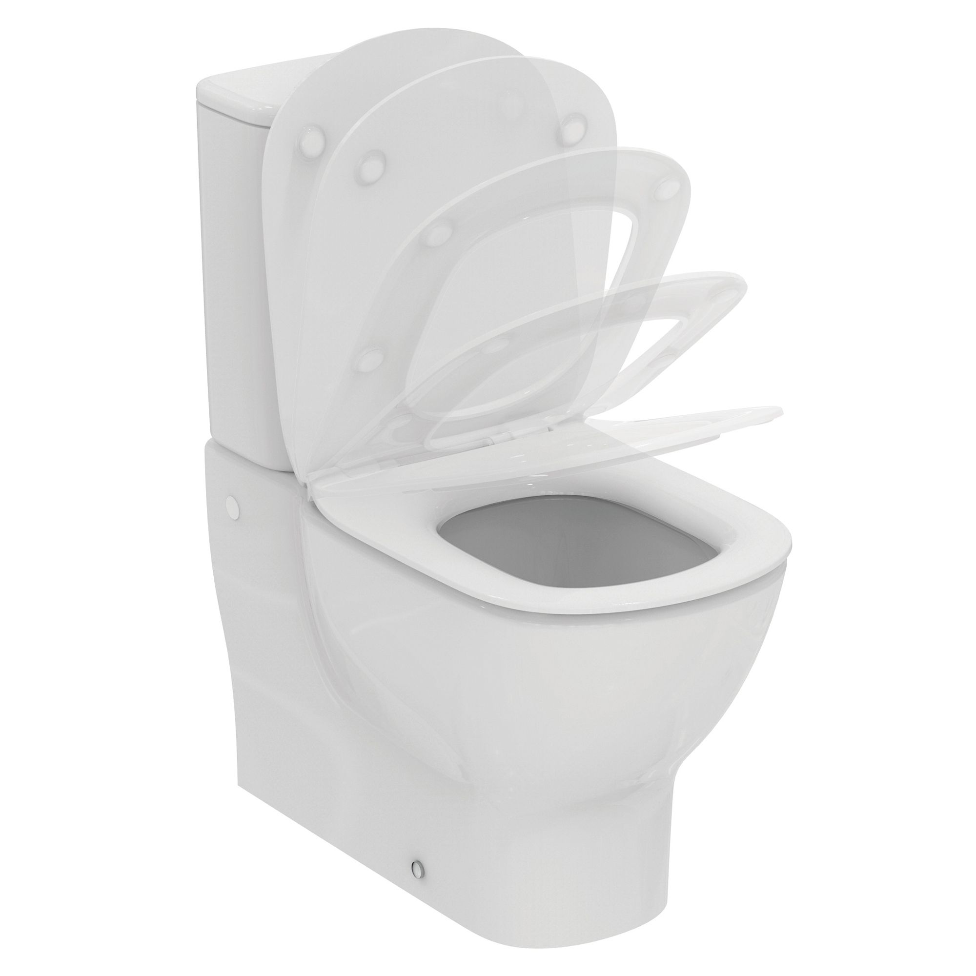 Ideal Standard Tesi White Rimless Slim Oval Back to wall Toilet set with Soft close seat & Close coupled cistern