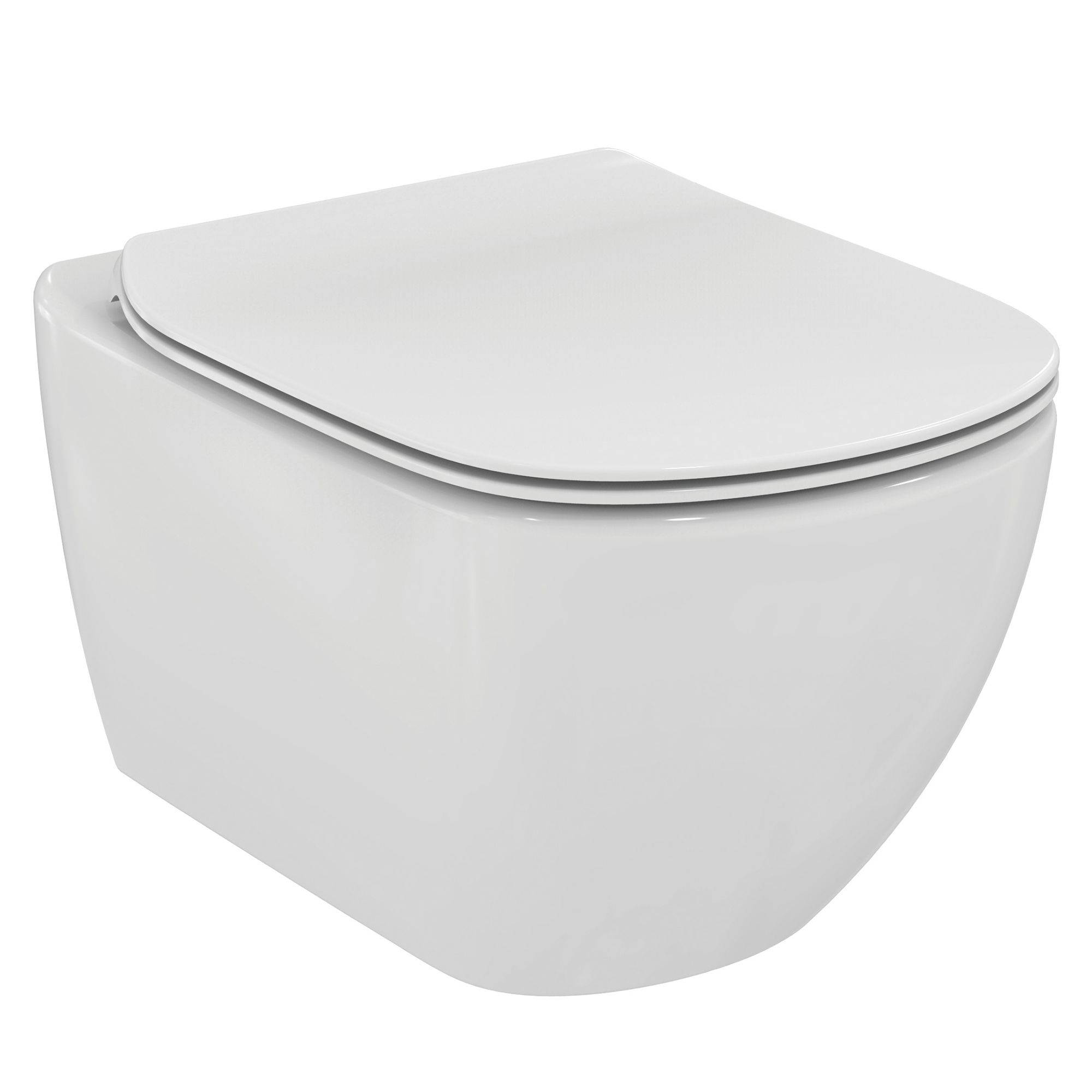Ideal Standard Tesi White Rimless Slim Wall hung Toilet with Soft close seat