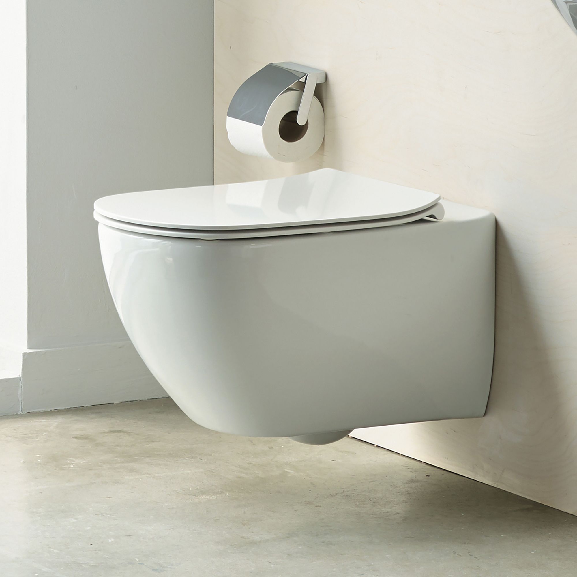 Ideal Standard Tesi White Rimless Slim Wall hung Toilet with Soft close seat