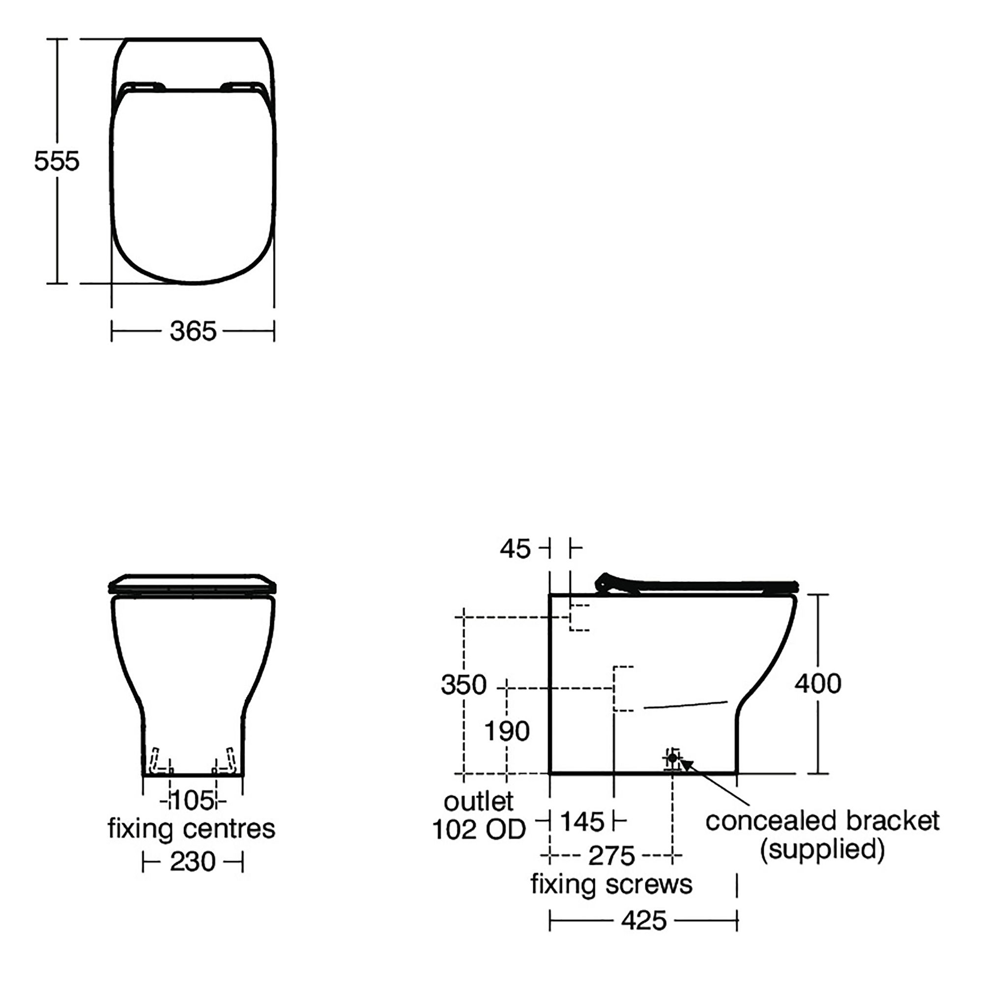 Ideal Standard Tesi White Slim Back to wall Toilet with Soft close seat & Close coupled cistern