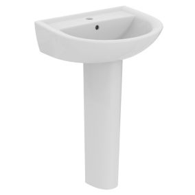 Ideal Standard Tirso Gloss White Floor-mounted Full pedestal Basin (H)86cm (W)55cm
