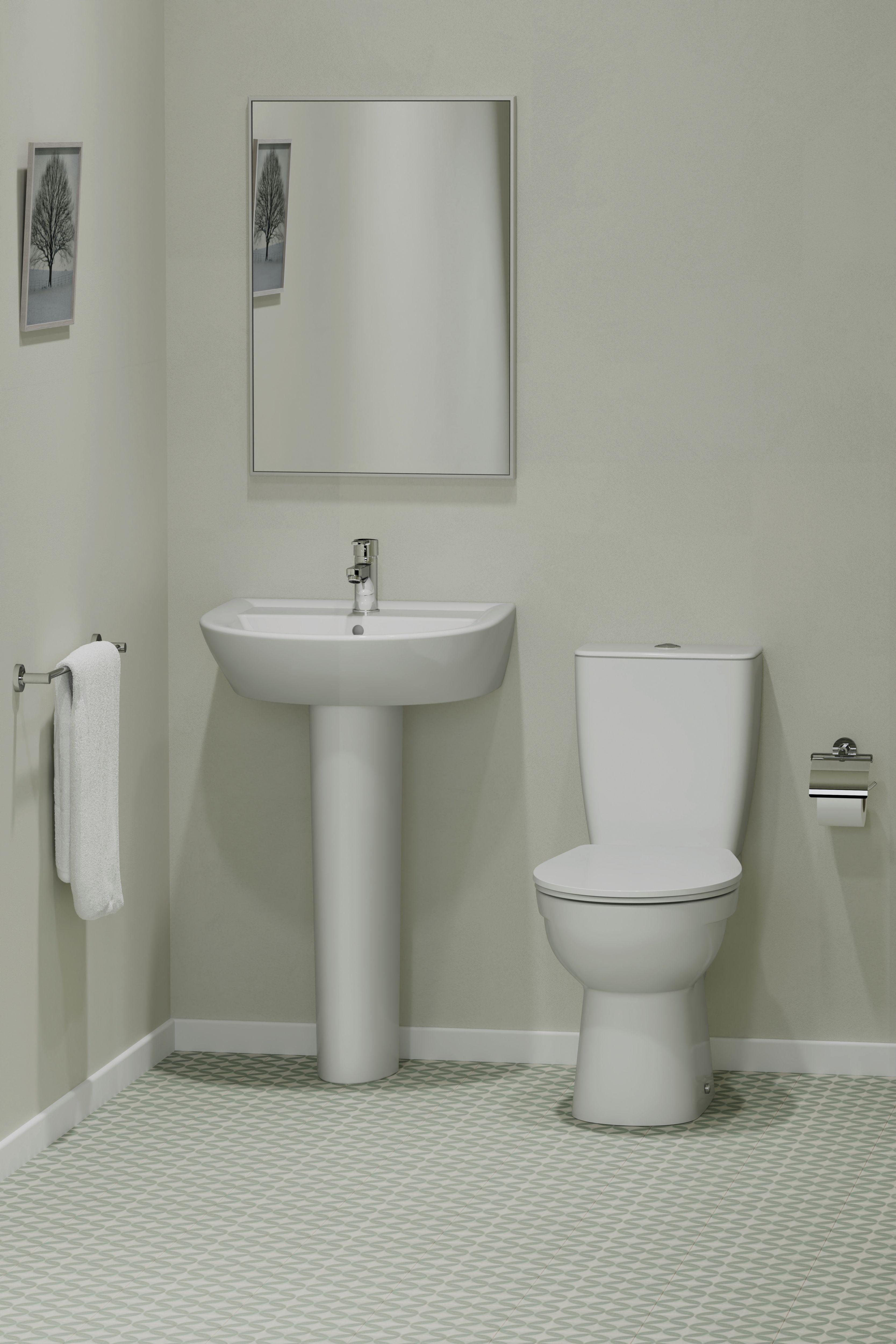 Ideal Standard Tirso White Boxed rim Round Close-coupled Toilet set with Soft close seat