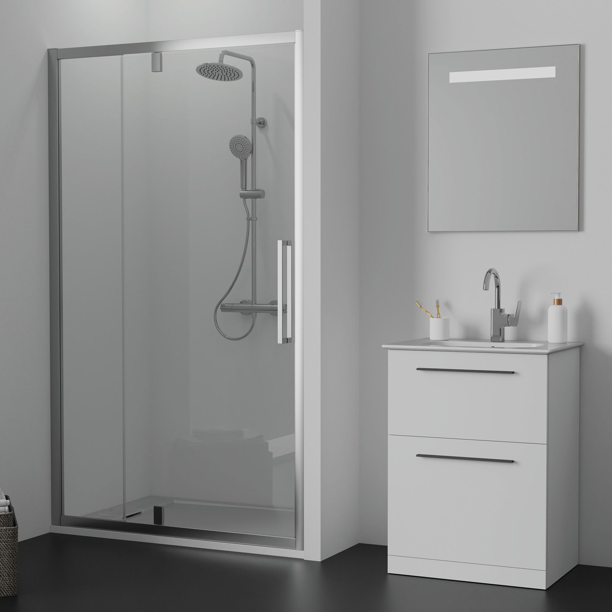Ideal Standard Ultraflat S i.life Matt Pure White Rectangular Centre drain Universal Shower tray (L)1200mm (W)900mm (H) 30mm