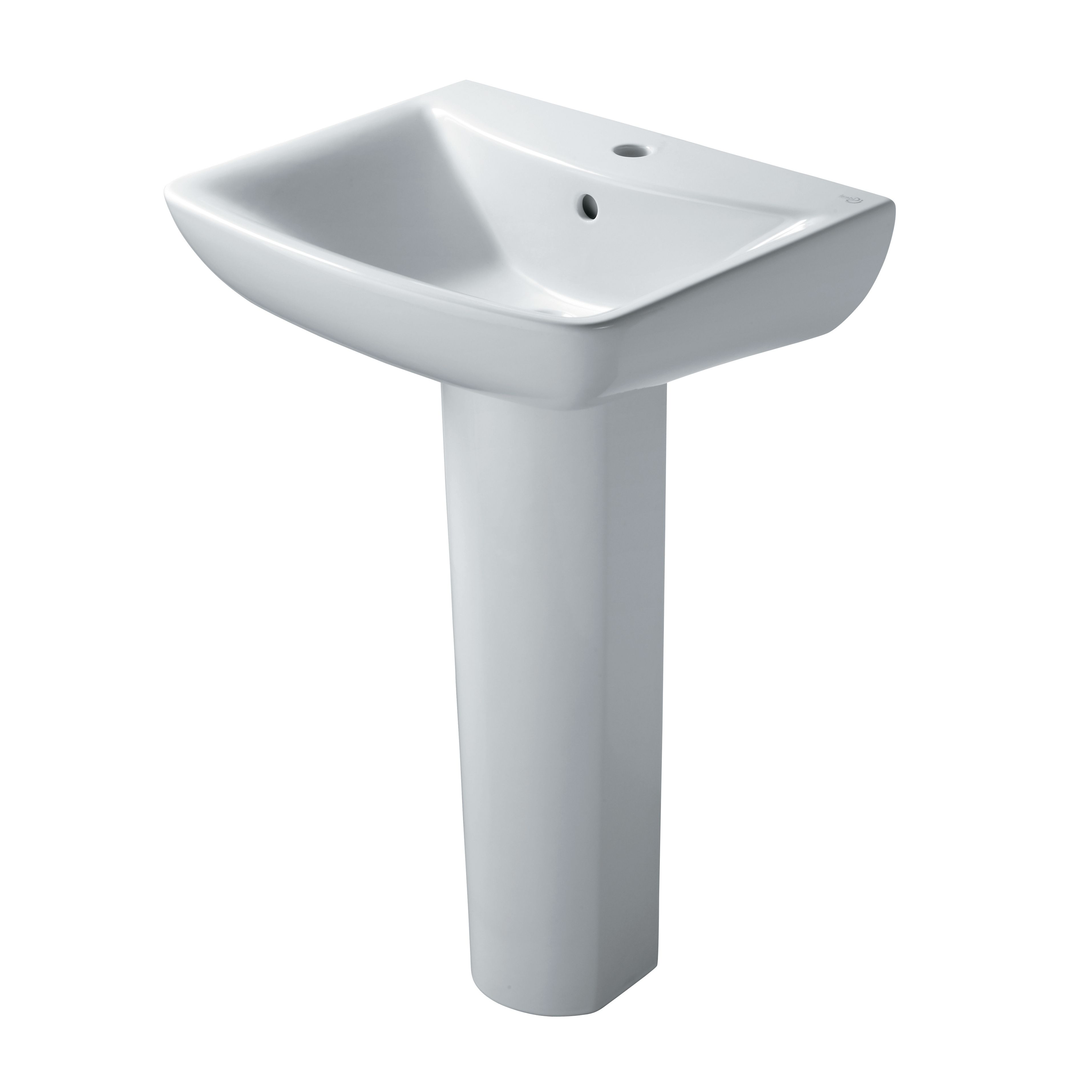 Ideal Standard Vue White Rectangular Full pedestal Basin (H)85.5cm (W)55cm