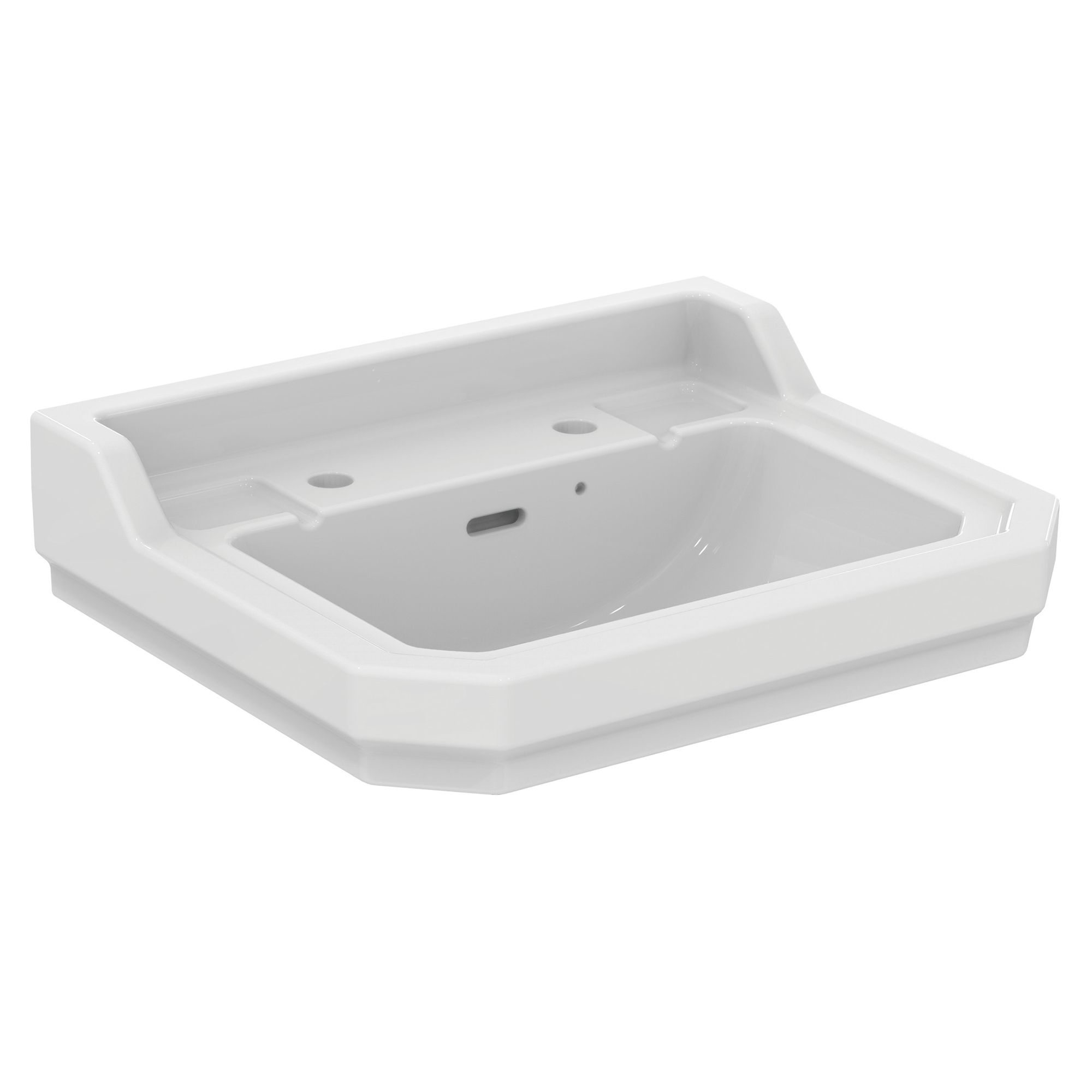 Ideal Standard Waverley Gloss White Rectangular Floor-mounted Full pedestal 2 tap hole Basin (H)89cm (W)56cm