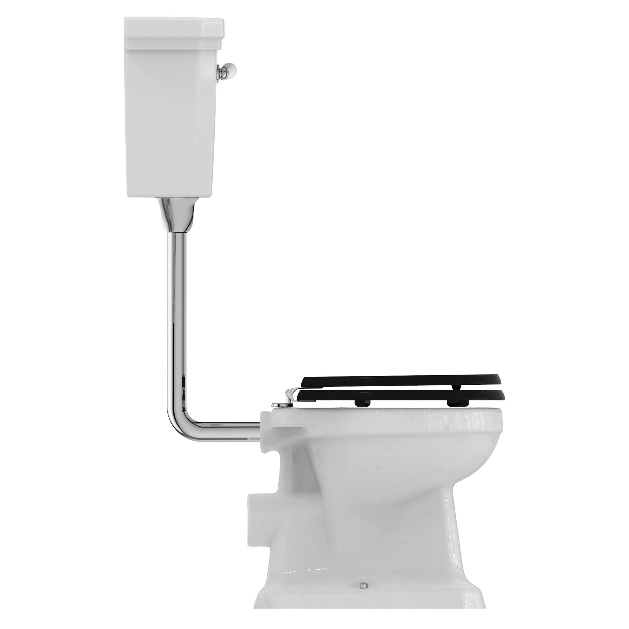 Ideal Standard Waverley Low Level White Boxed rim High-low Toilet & cistern with Black Standard close seat & Low level cistern