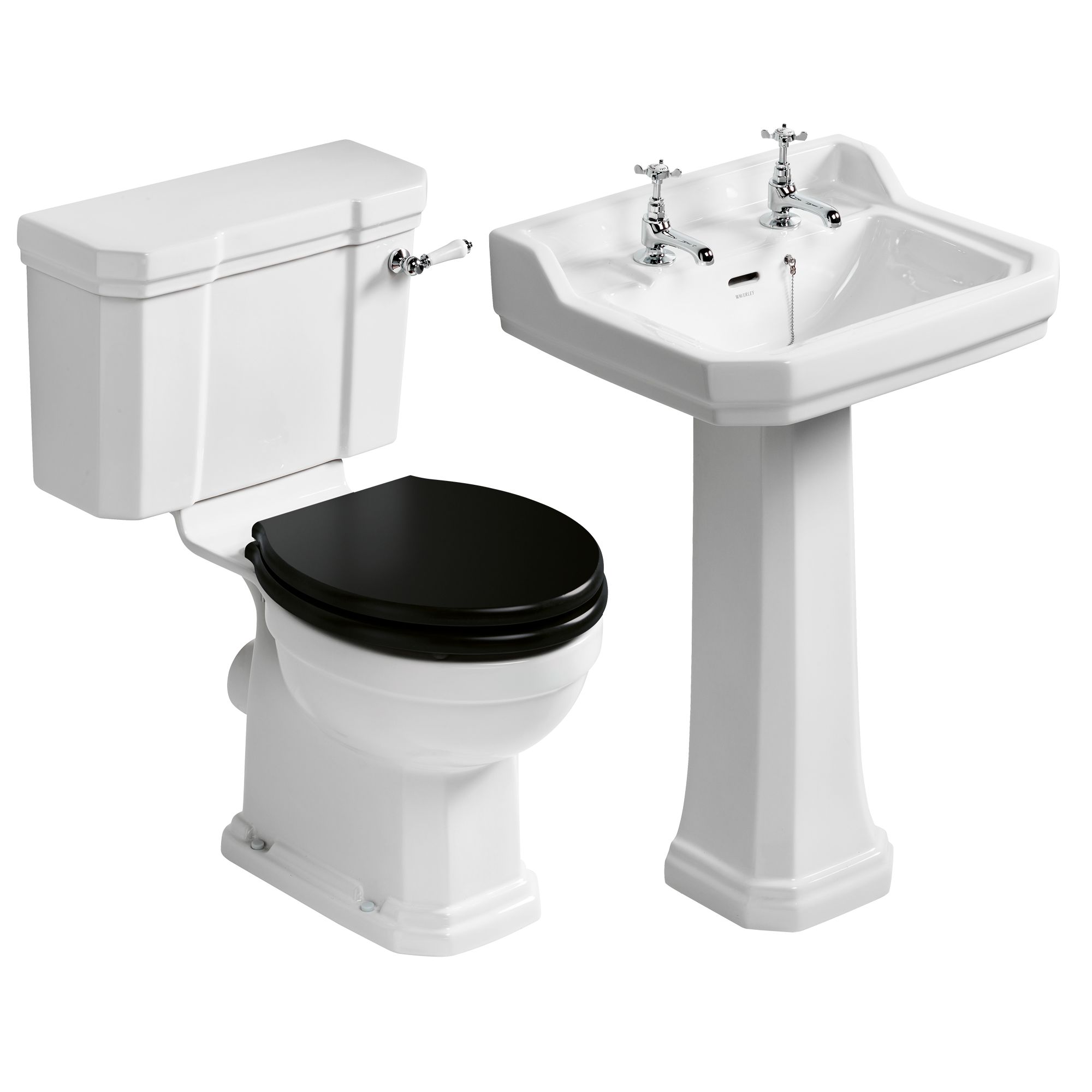 Ideal Standard Waverley White Close-coupled Floor-mounted Toilet & full pedestal basin (W)380mm (H)790mm