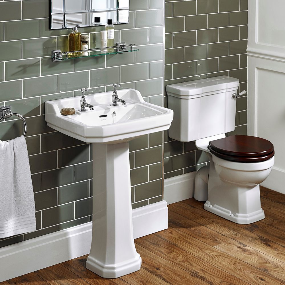 Ideal Standard Waverley White Close-coupled Floor-mounted Toilet & full pedestal basin (W)380mm (H)790mm - 3