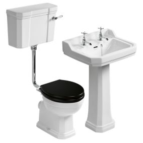 Ideal Standard Waverley White High-low Floor-mounted Toilet & full pedestal basin (W)380mm (H)1150mm